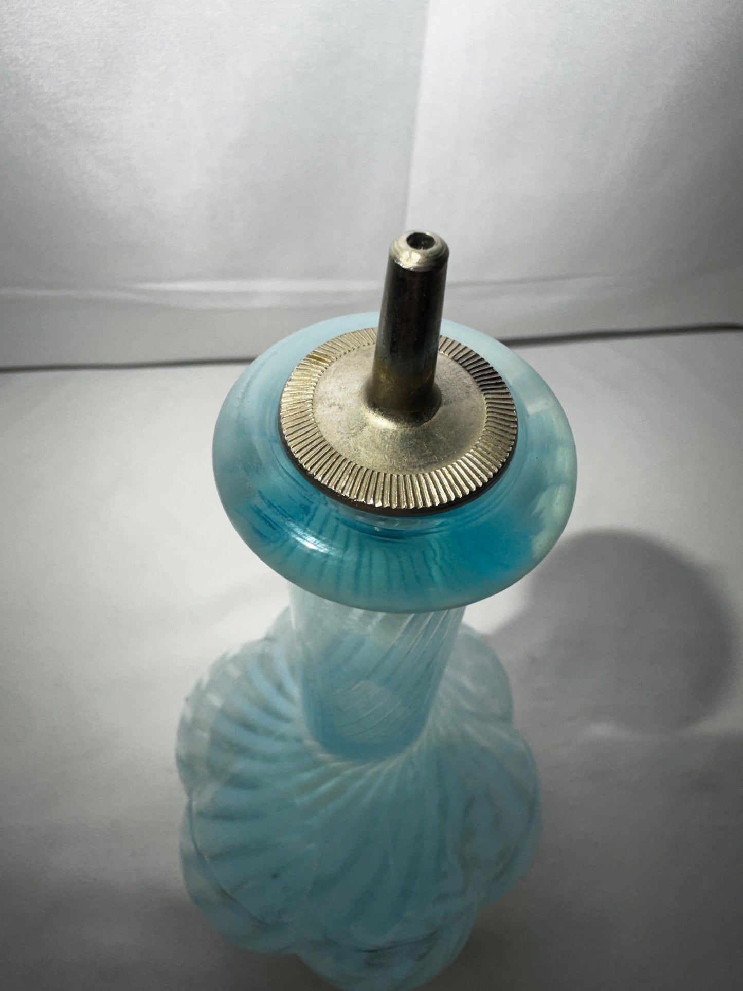 Vintage Blue Art Glass Swirl Decanter / Bitters Bottle – 8” with Stopper