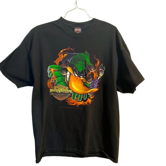 Daffy Duck jester Harley Davidson T-shirt ￼