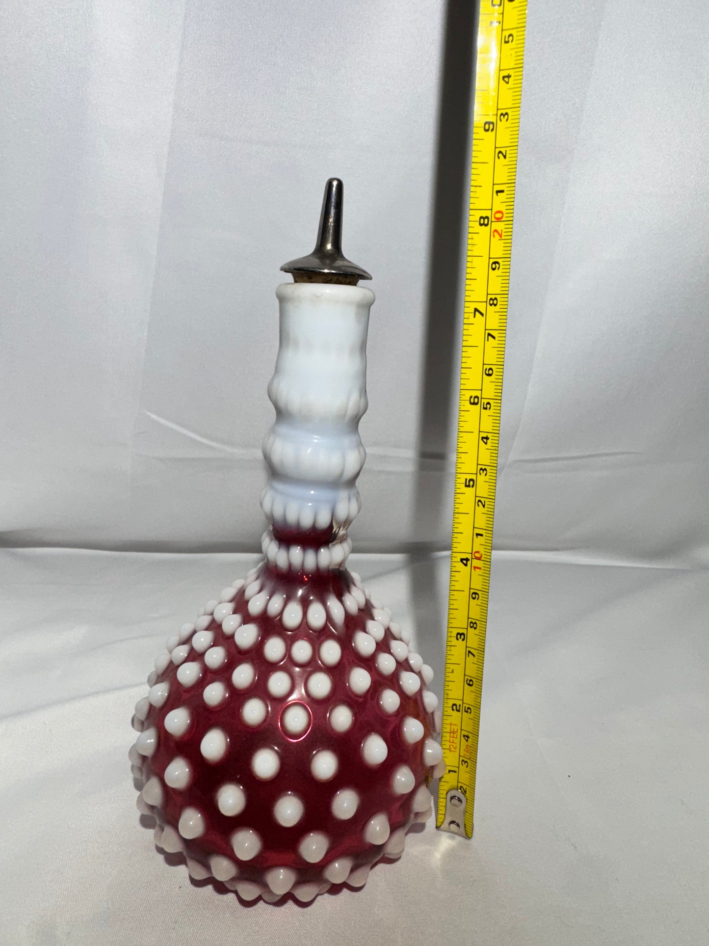 Vintage Cranberry Opalescent Hobnail Glass Bottle – Barber Bottle