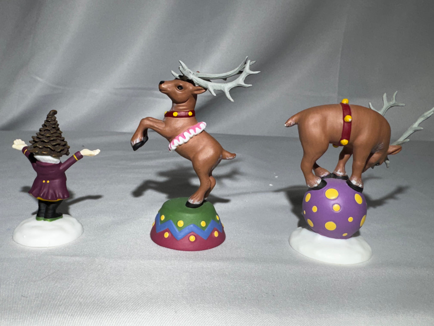 Department 56 North Pole Woods Balancing Act #56932 Retired Elf Reindeer Figurine Set w/ Box
