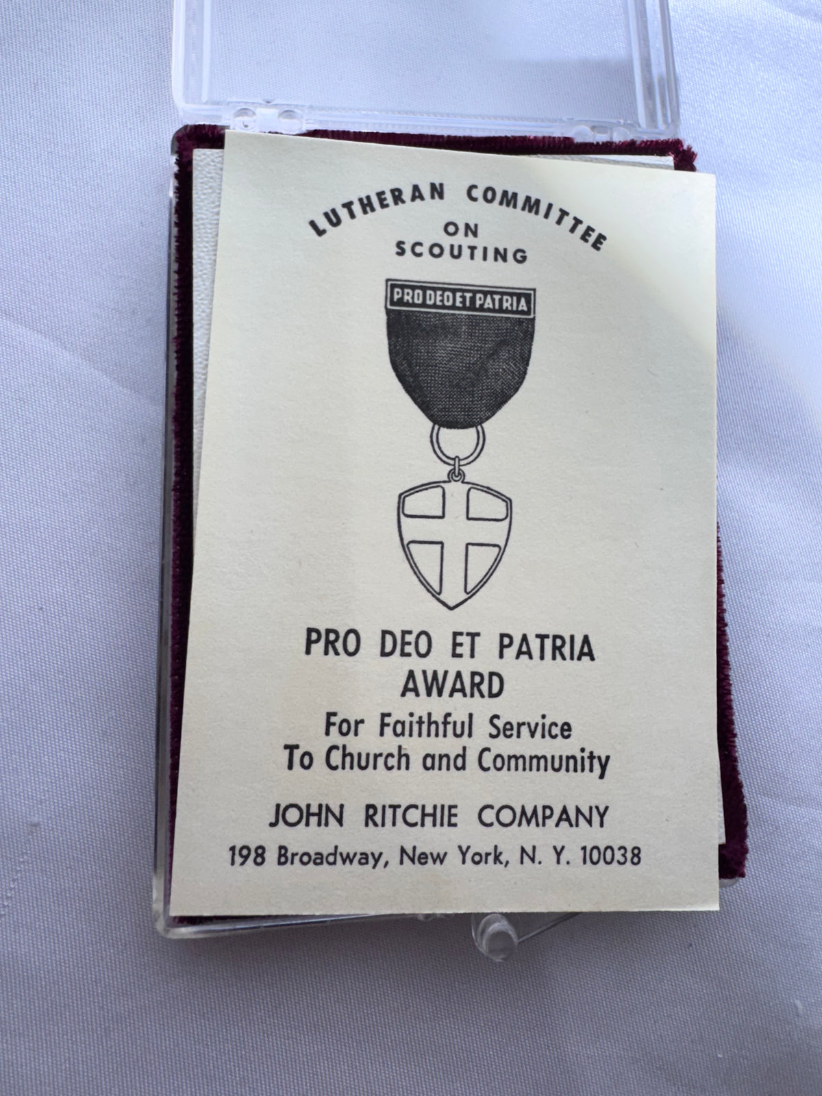 Vintage Lutheran Committee on Scouting Pro Deo Et Patria Award Medal with Original Case & Paperwork