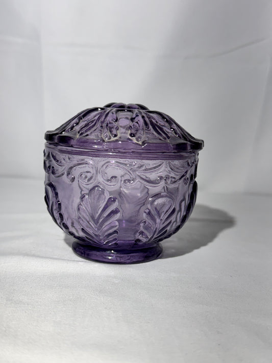 Vintage Fenton Amethyst Glass Trinket Box / Dresser Display – Fenton Sticker & Logo