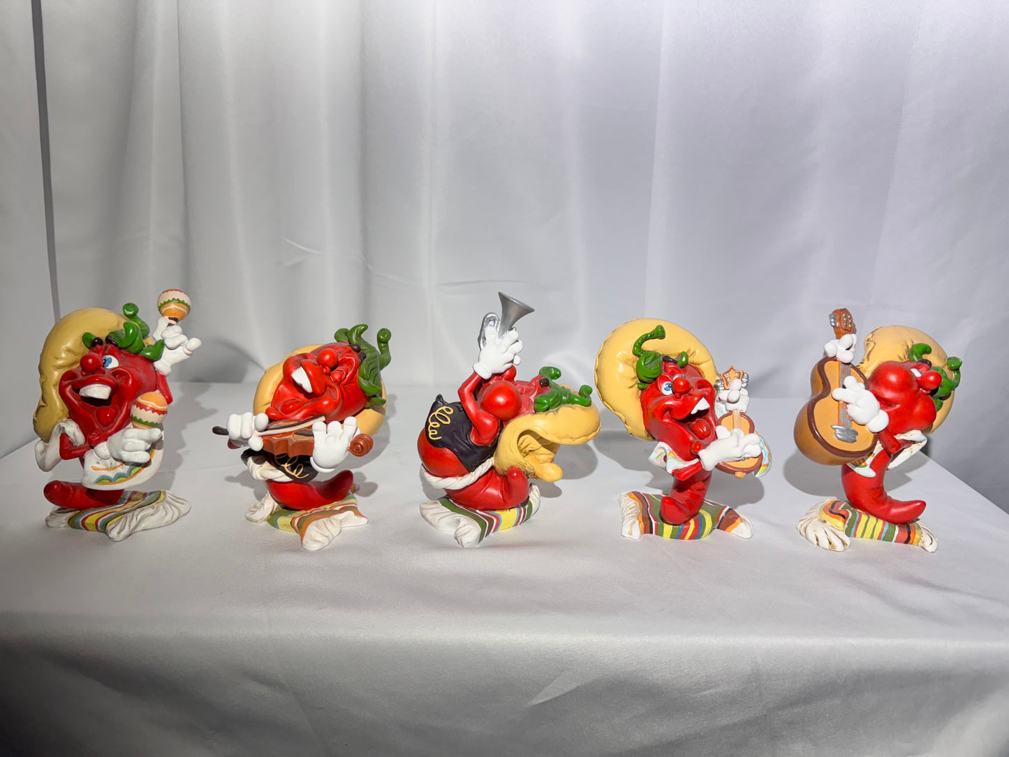 Giggling Groceries Mariachi Band – Red Hot Chili Peppers – Set of 5 – “Gaham” Engraved