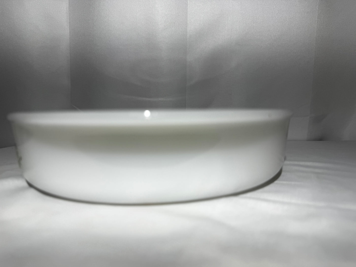 Vintage Glasbake Milk Glass Green Daisy Round Baking Casserole Dish Jeannette Glass