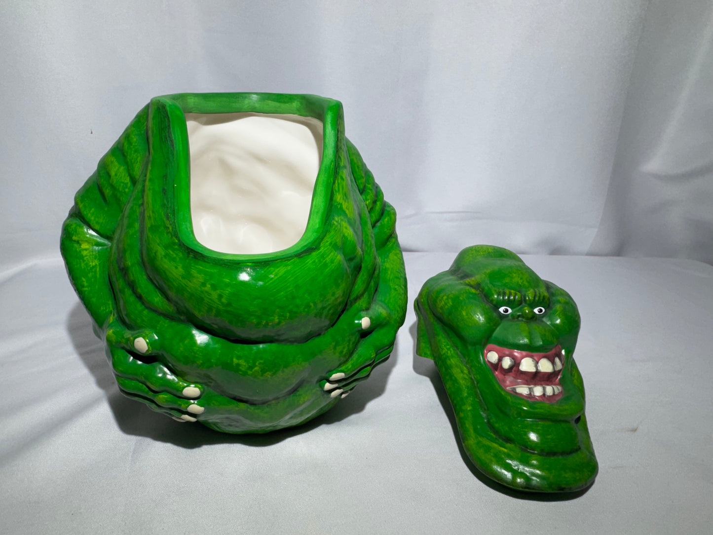 Rare Vintage Ghostbusters Slimer Ceramic Cookie Jar 9” Hand Painted No Box