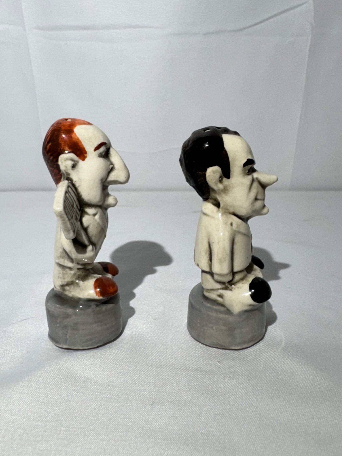Vintage Lewis’s Psycho Ceramics Salt & Pepper Shakers – Richard Nixon & Spiro Agnew – 1960s – Rare Political Collectible