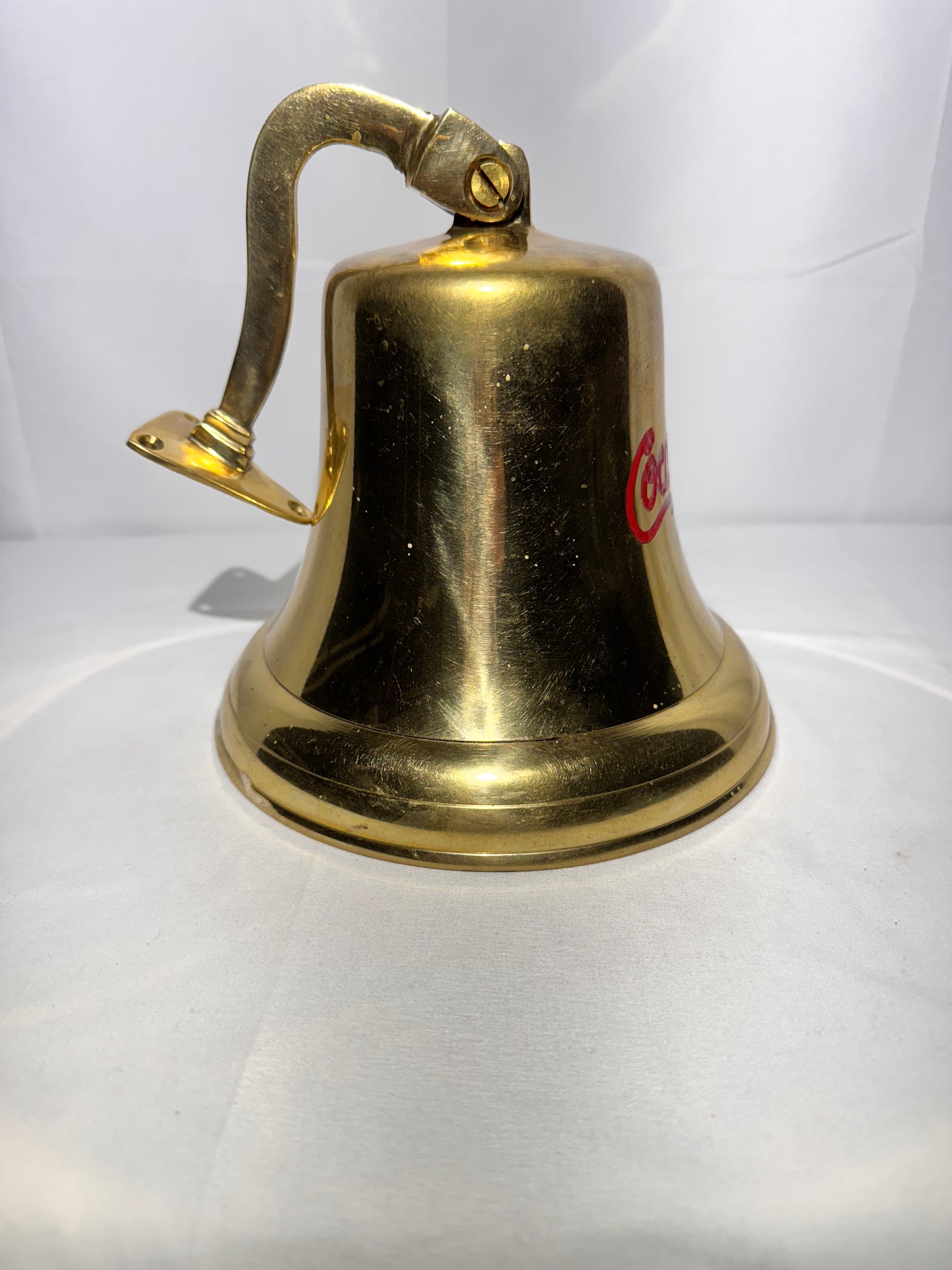 Vintage Brass Coca-Cola Bell – 7” Wall Mount with Braided Handle