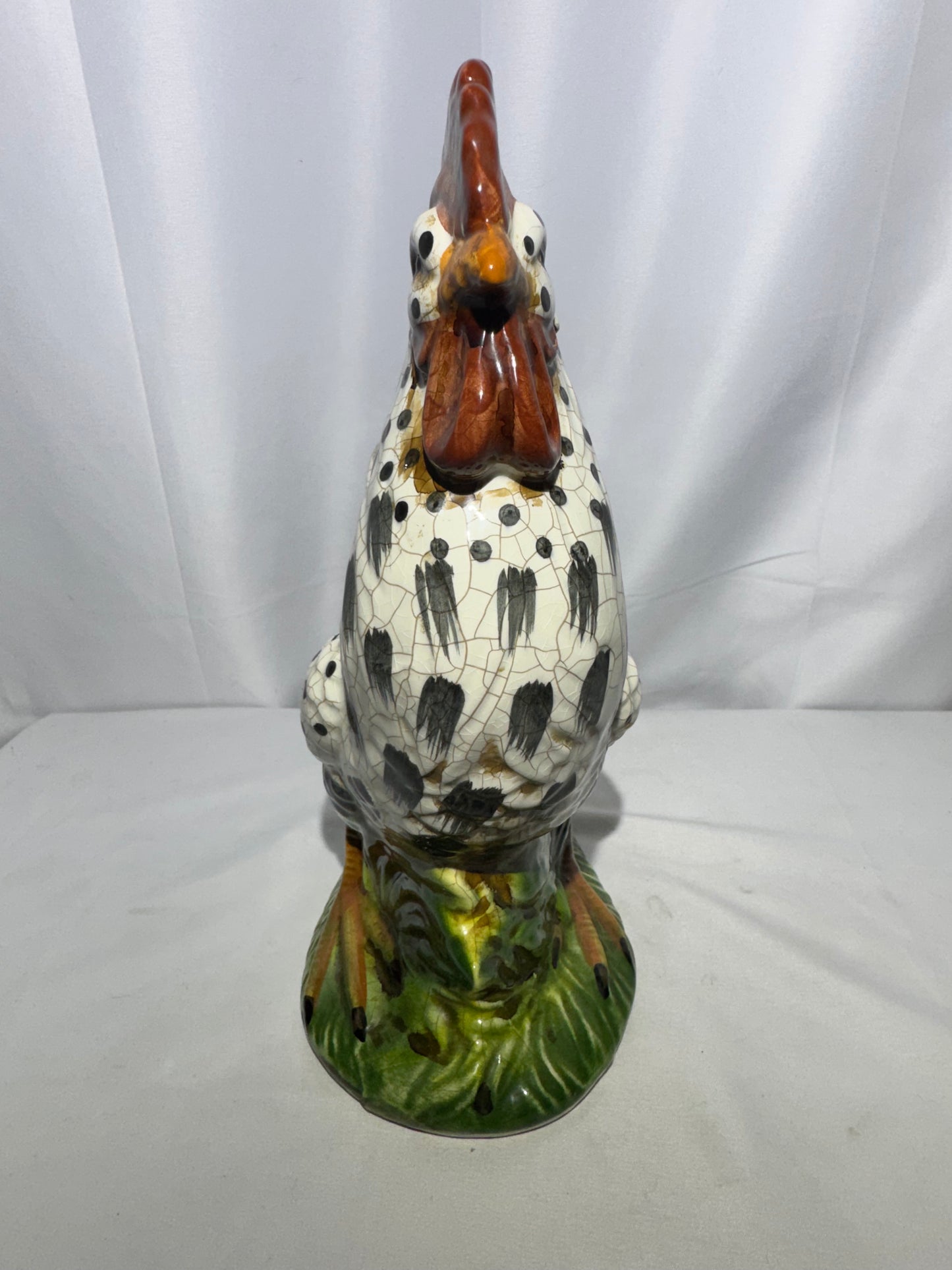 Apropos Large Ceramic Crackle Glaze Spotted Rooster Figurine – Hand-Painted Farmhouse Decor