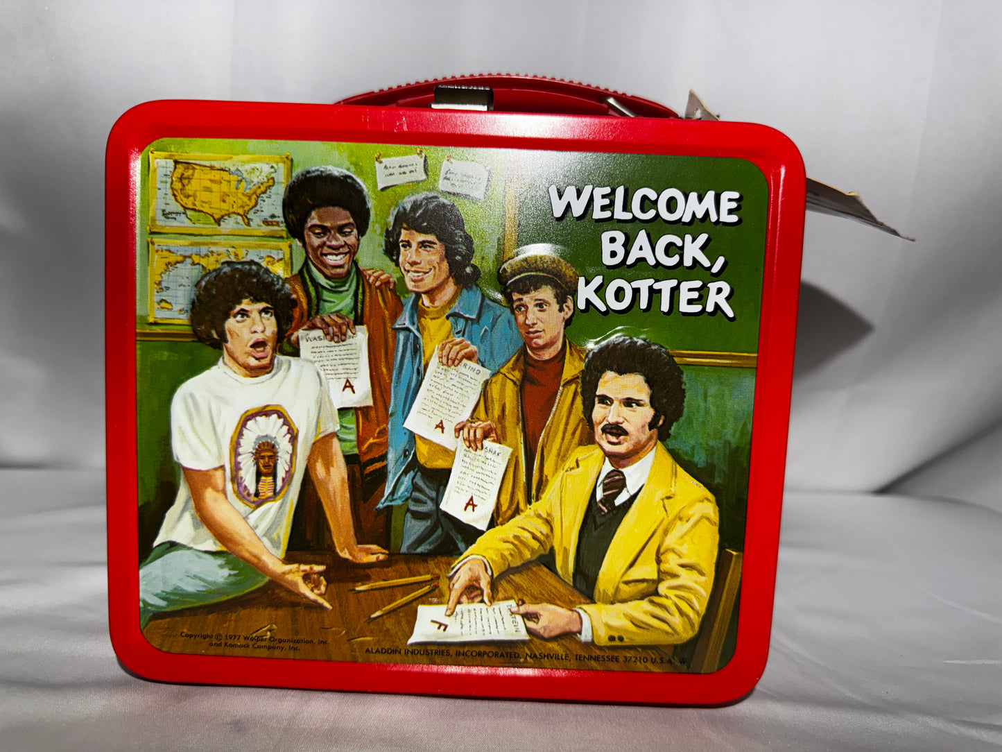 Vintage 1977 Welcome Back, Kotter Metal Lunchbox & Thermos w/ Tag Aladdin -NOS!