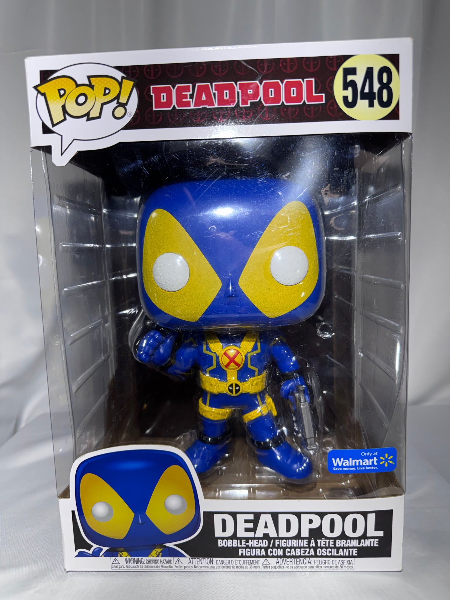 Funko Pop! Marvel Deadpool 10” #548 Blue & Yellow X-Men Walmart Exclusive
