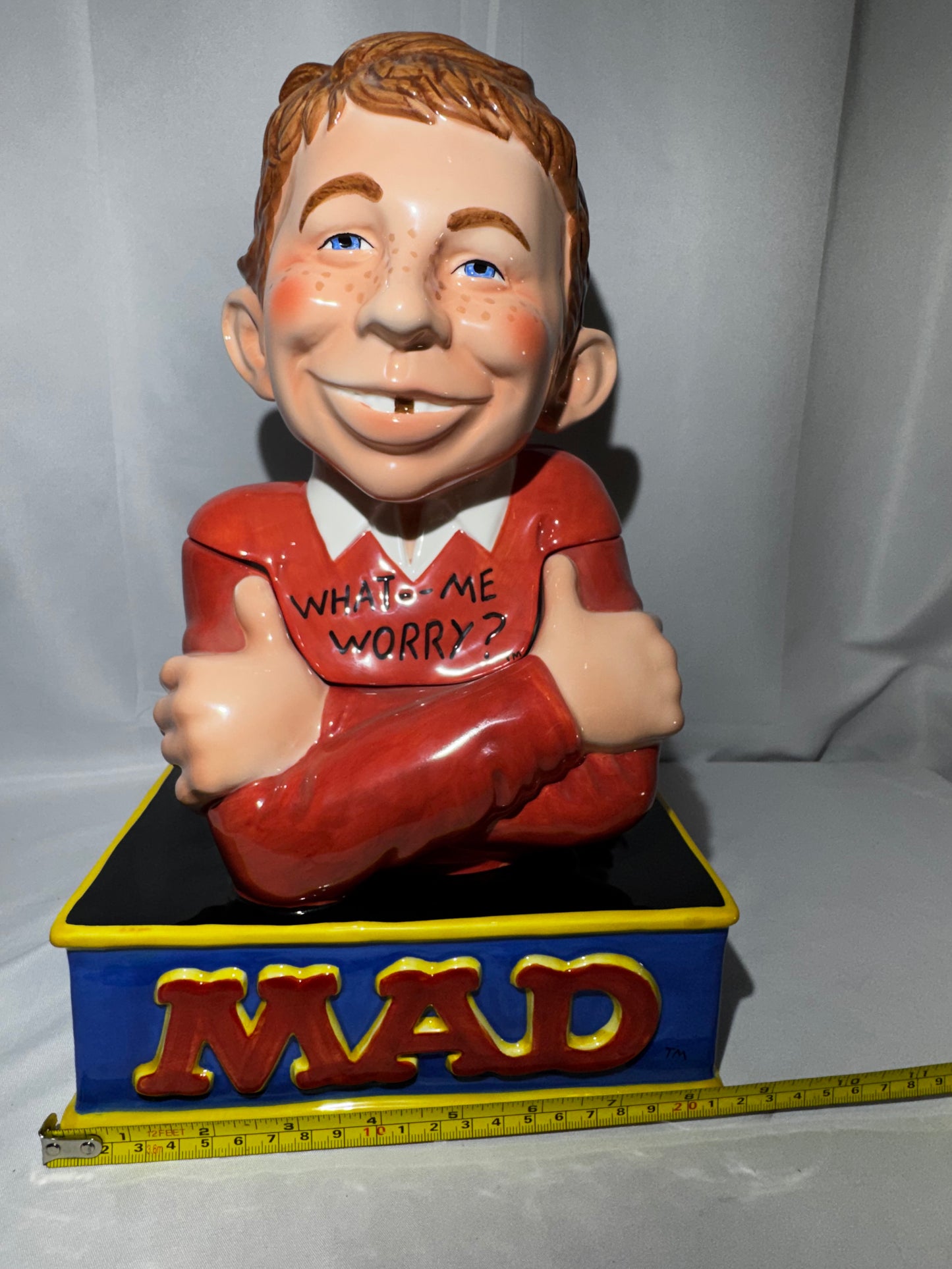Vintage 2000 Clay Art MAD Magazine Alfred E. Neuman What Me Worry? Cookie Jar w/ Box