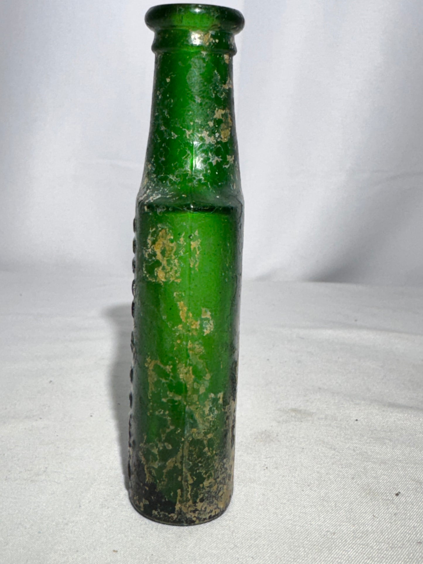 Antique SCOTT & BOWNE “PREVALTINA” Green Glass Bottle – 19th Century Medicine Bottle