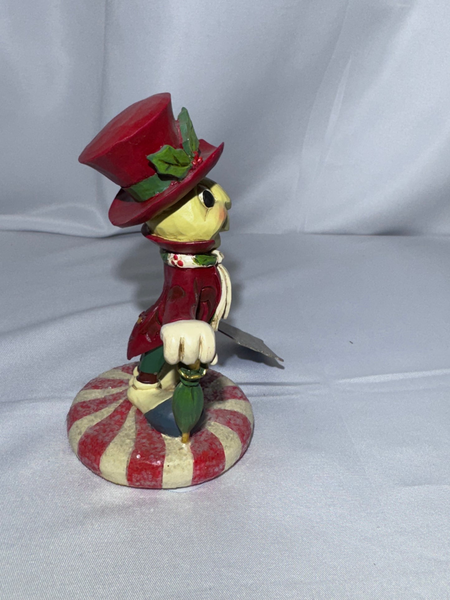 Disney Traditions Jim Shore Jolly Jiminy Cricket Figurine Christmas Peppermint 5”