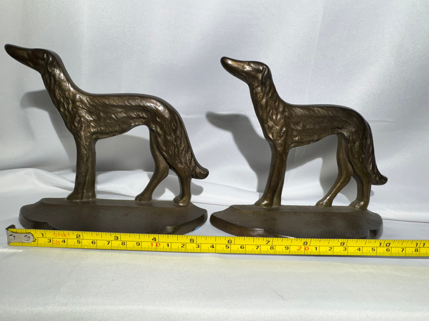 Pair of Art Deco Russian Wolfhound Cast Iron Bookends – c. 1929 Connecticut Foundry