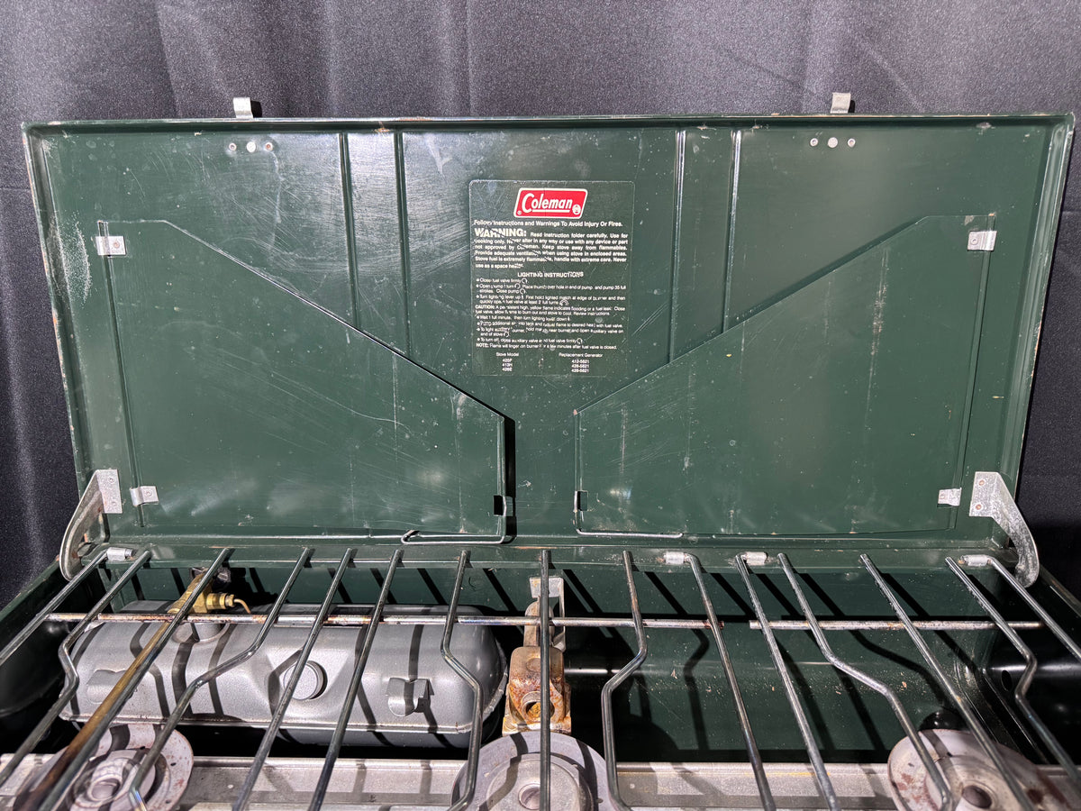 Vintage Coleman 426E 3-Burner Camp Stove – May 1986 – Made in USA