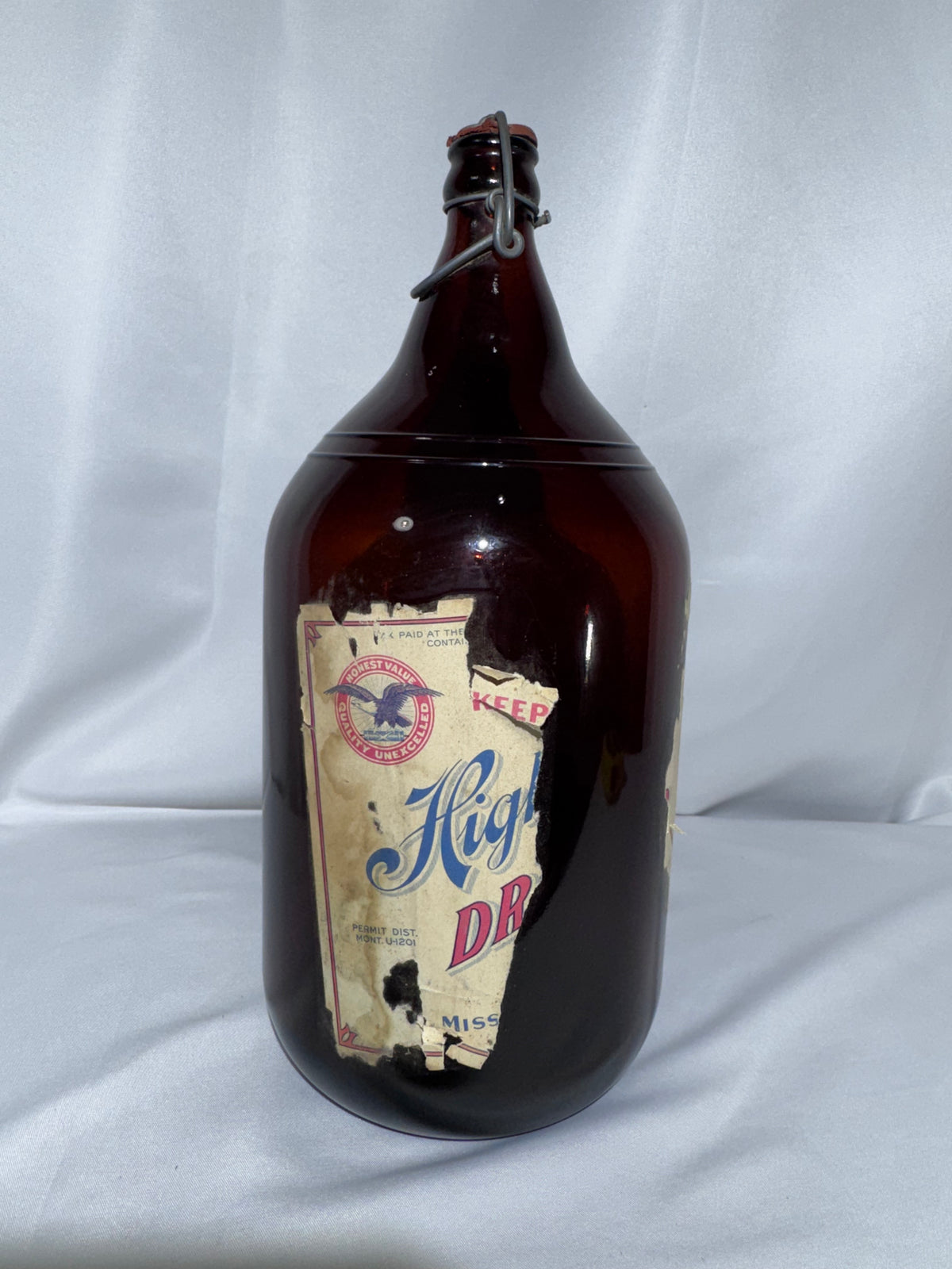 Vintage 1930s–1940s Highlander Beer Jug – Half Pint – Missoula, Montana