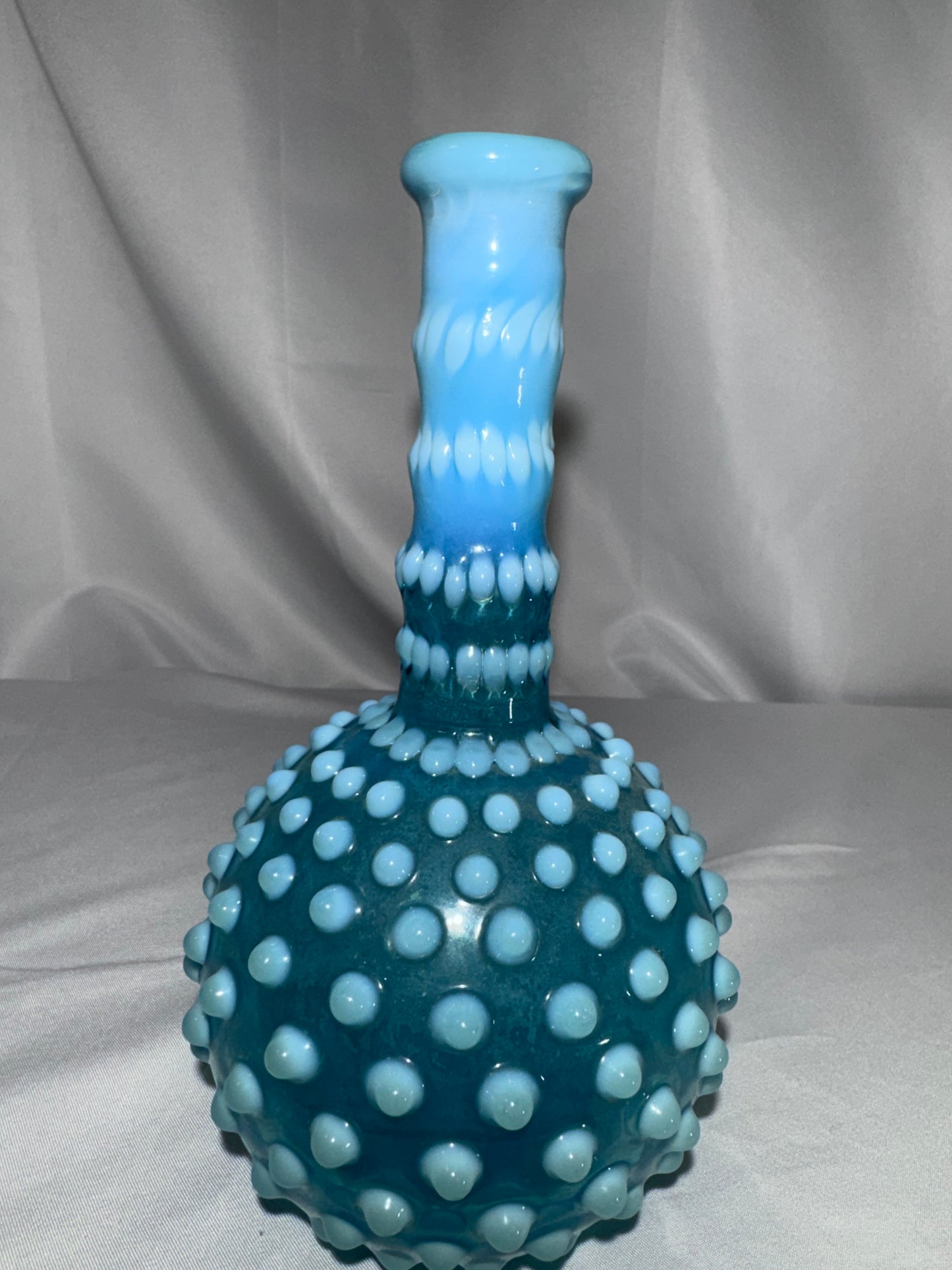 Antique Hobbs, Brockunier & Co. Blue Opalescent Hobnail Barber Bottle – c. 1880s