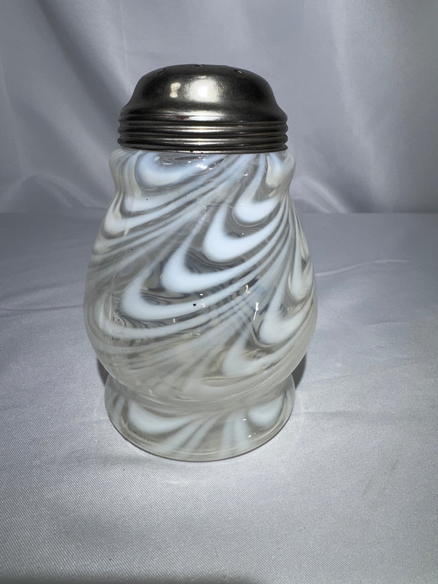 Antique Victorian White Opalescent Swirl Glass Sugar Shaker – c. 1880s–1900s