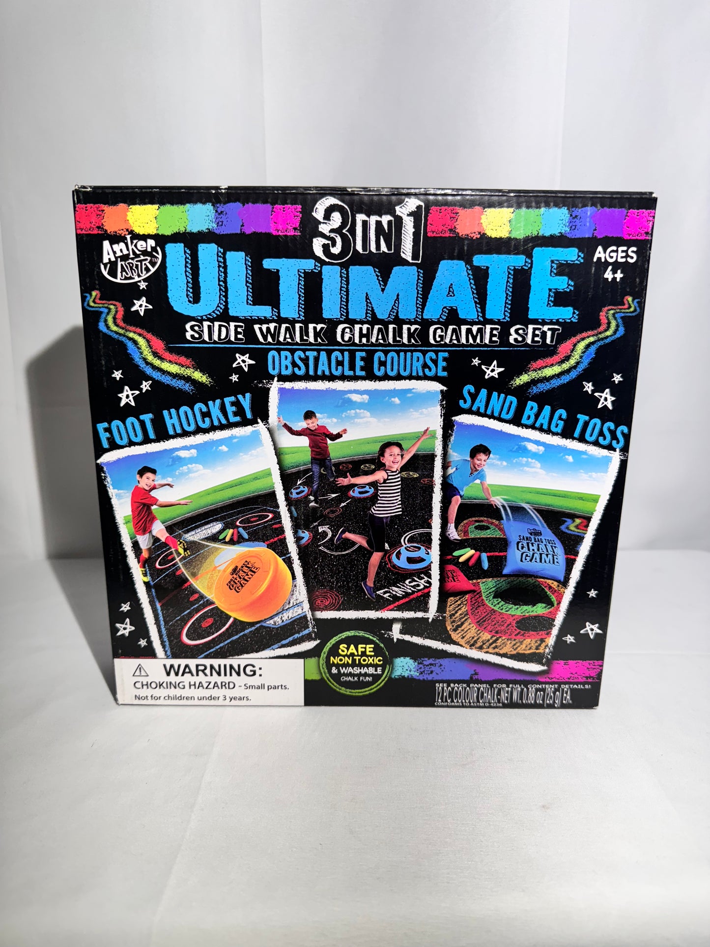 3-in-1 Ultimate Sidewalk Chalk Game Set by Anker Art – Unopened Box – Ages 4+