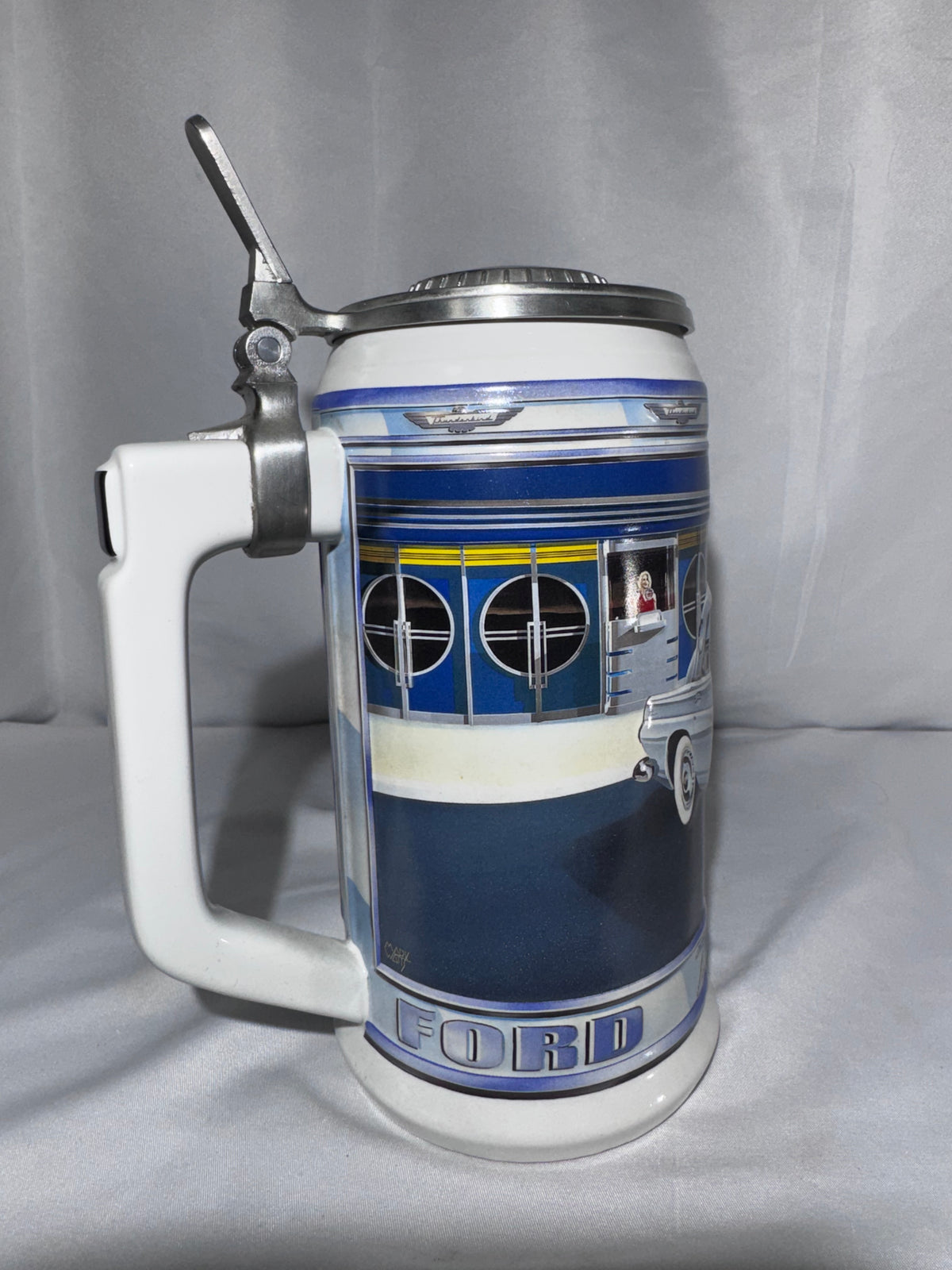 Vintage 1956 Ford Thunderbird Convertible Budweiser Beer Stein – Classic Car Series – Original Box