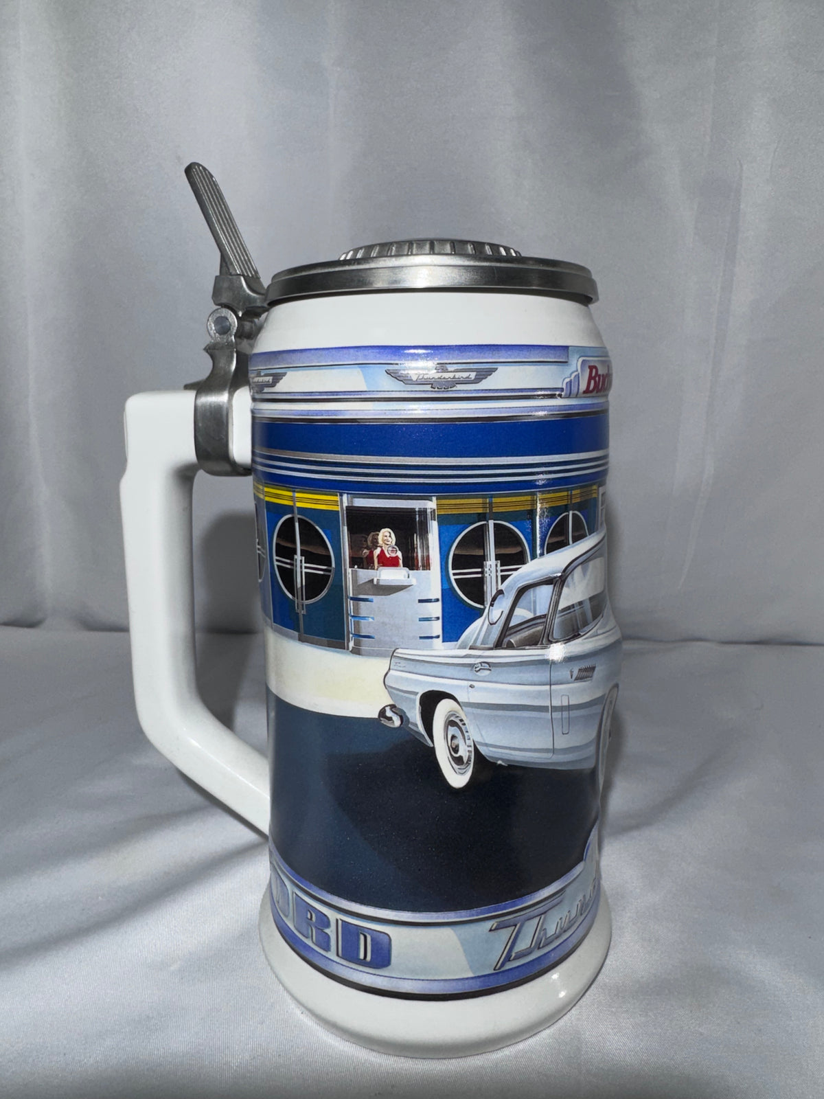 Vintage 1956 Ford Thunderbird Convertible Budweiser Beer Stein – Classic Car Series – Original Box