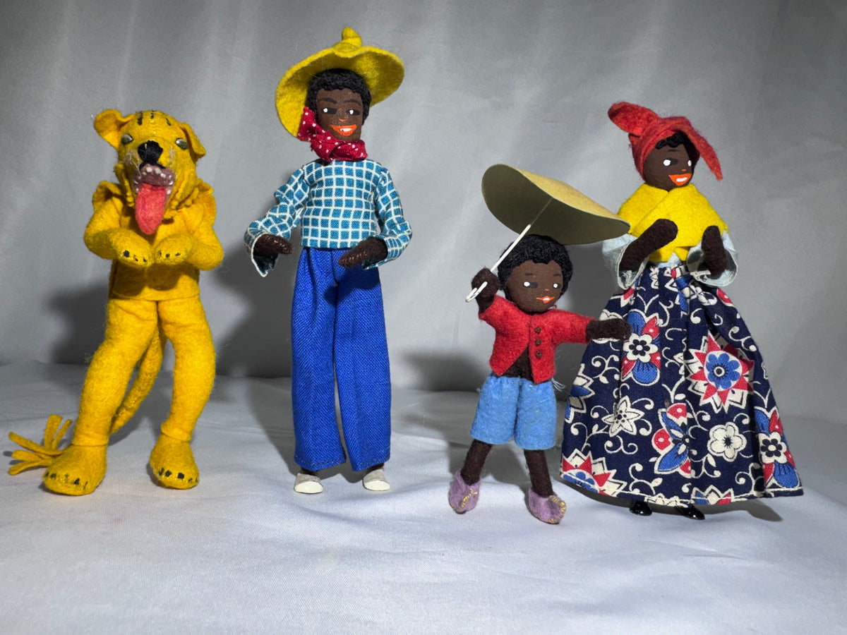 Vintage BAPS Germany Little Black Sambo Miniature Doll & Tiger Set – 1940s–1950s