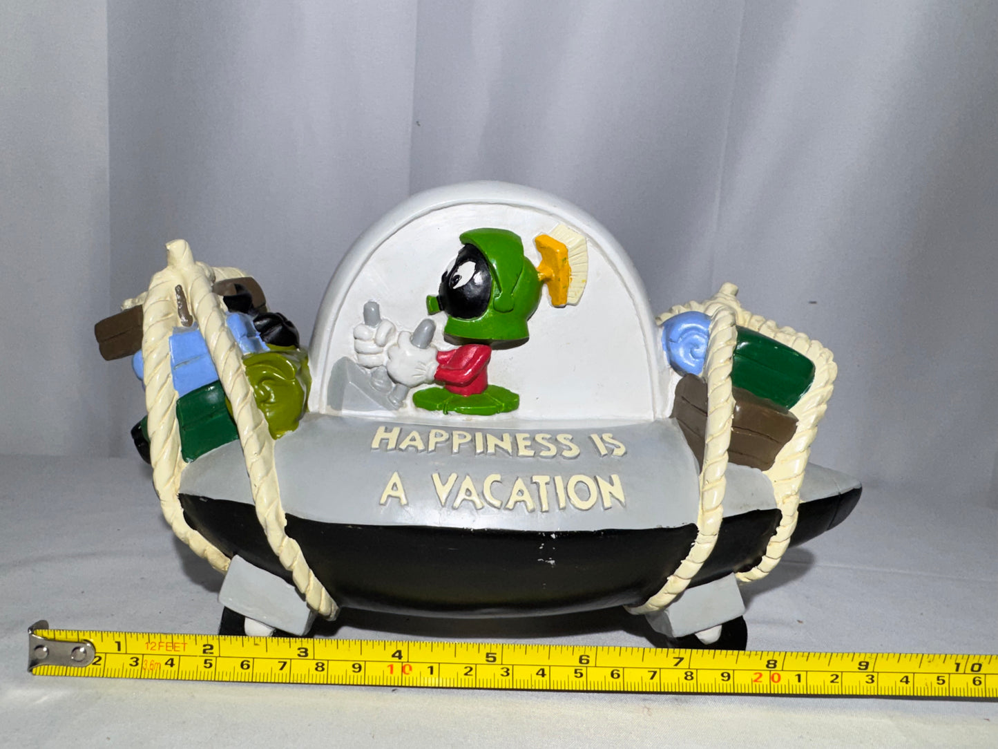 Vintage 1994 Warner Bros Marvin the Martian Ceramic Coin Bank – Spaceship w/ K-9