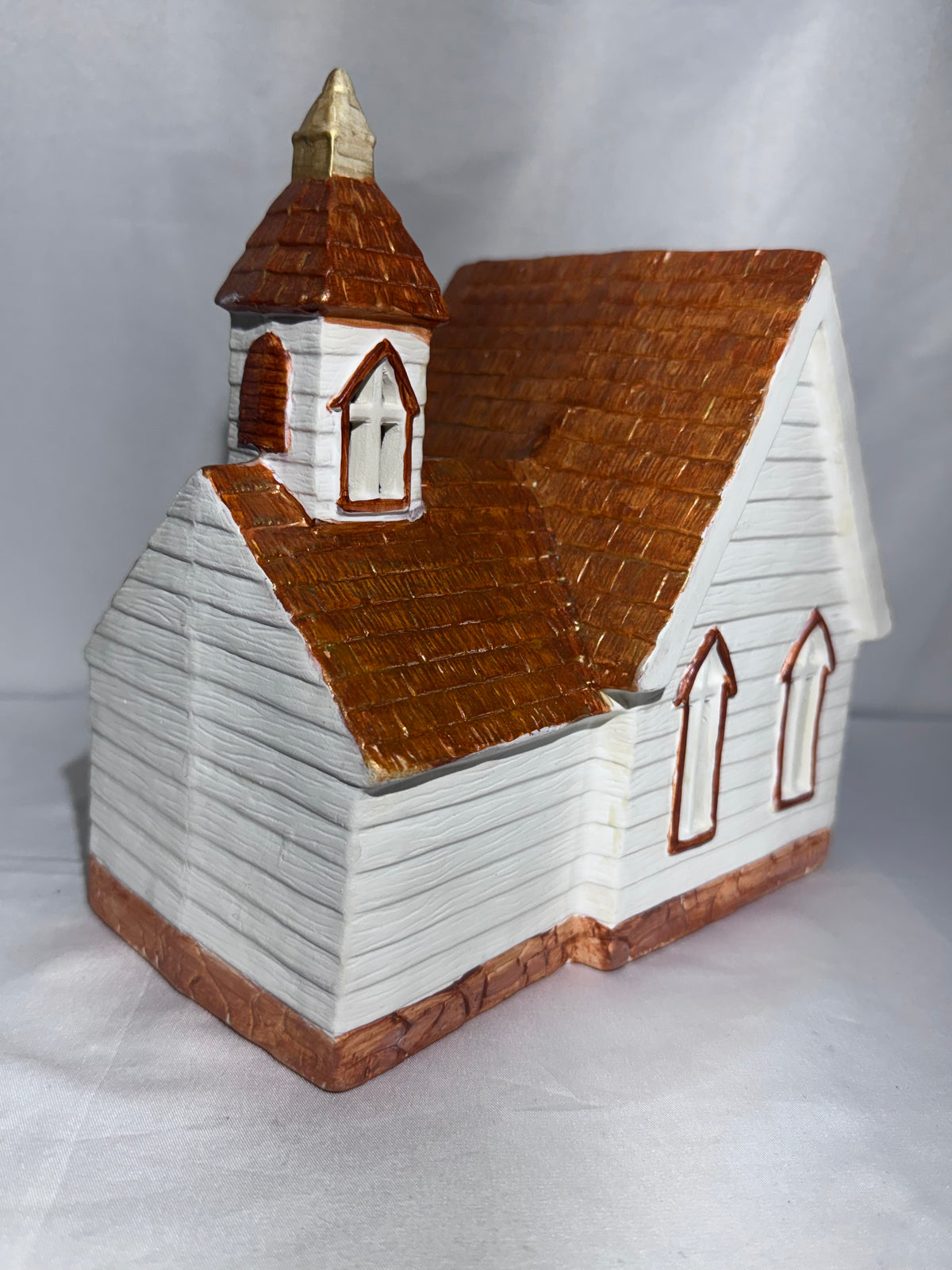 Vintage Style Hand Painted Ceramic Lighted Christmas Village Church S. Weldon 2015