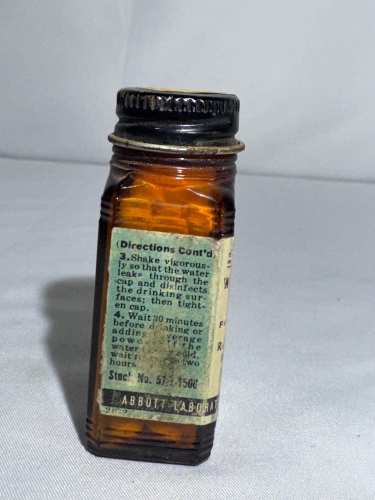 Vintage U.S. Military Halazone Water Purification Tablet Bottle – WWII/Korean War Era