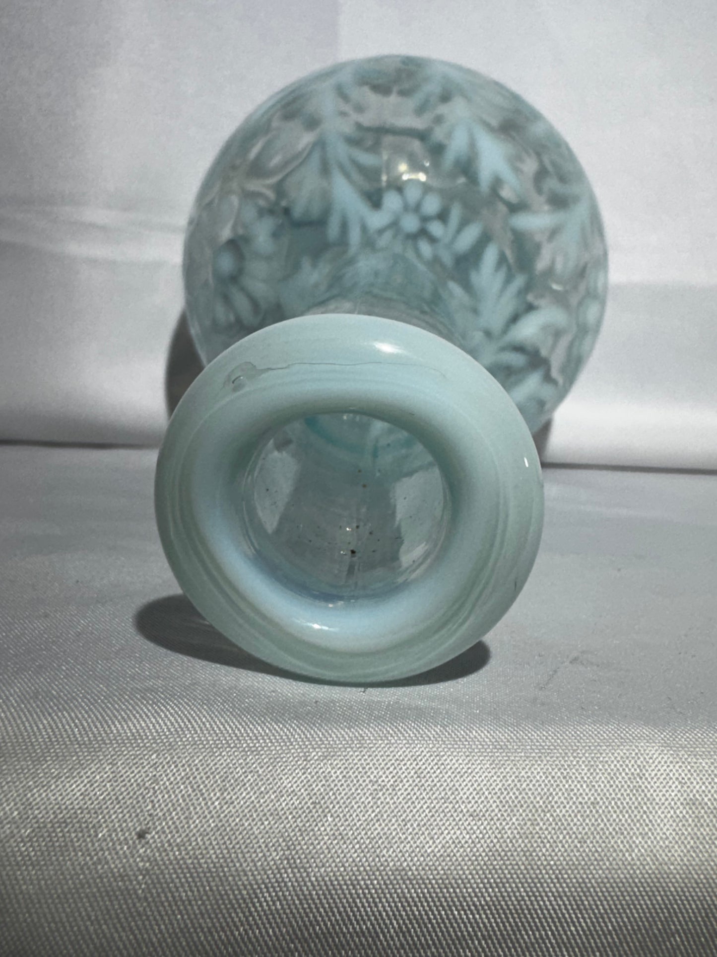 Antique Blue Opalescent Daisy & Fern Barber Bottle EAPG Glass 7.5”