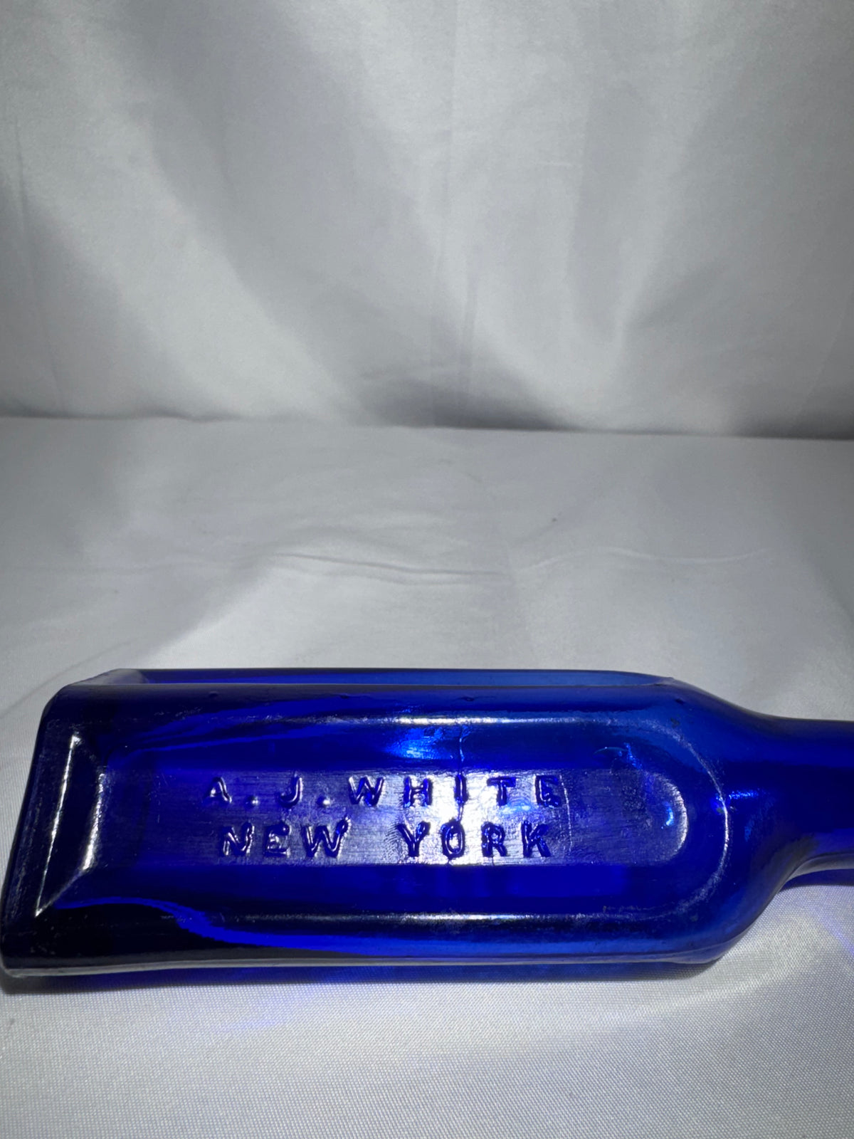Antique A.J. White Laxol Cobalt Blue Glass Medicine Bottle – New York – 1894 Patent