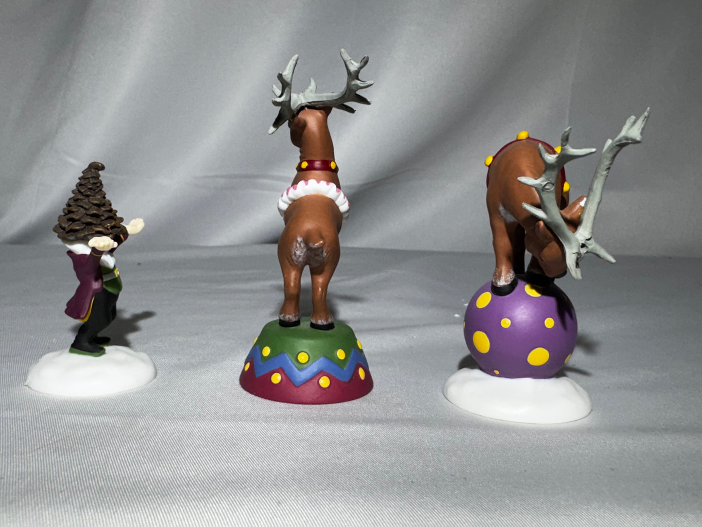 Department 56 North Pole Woods Balancing Act #56932 Retired Elf Reindeer Figurine Set w/ Box