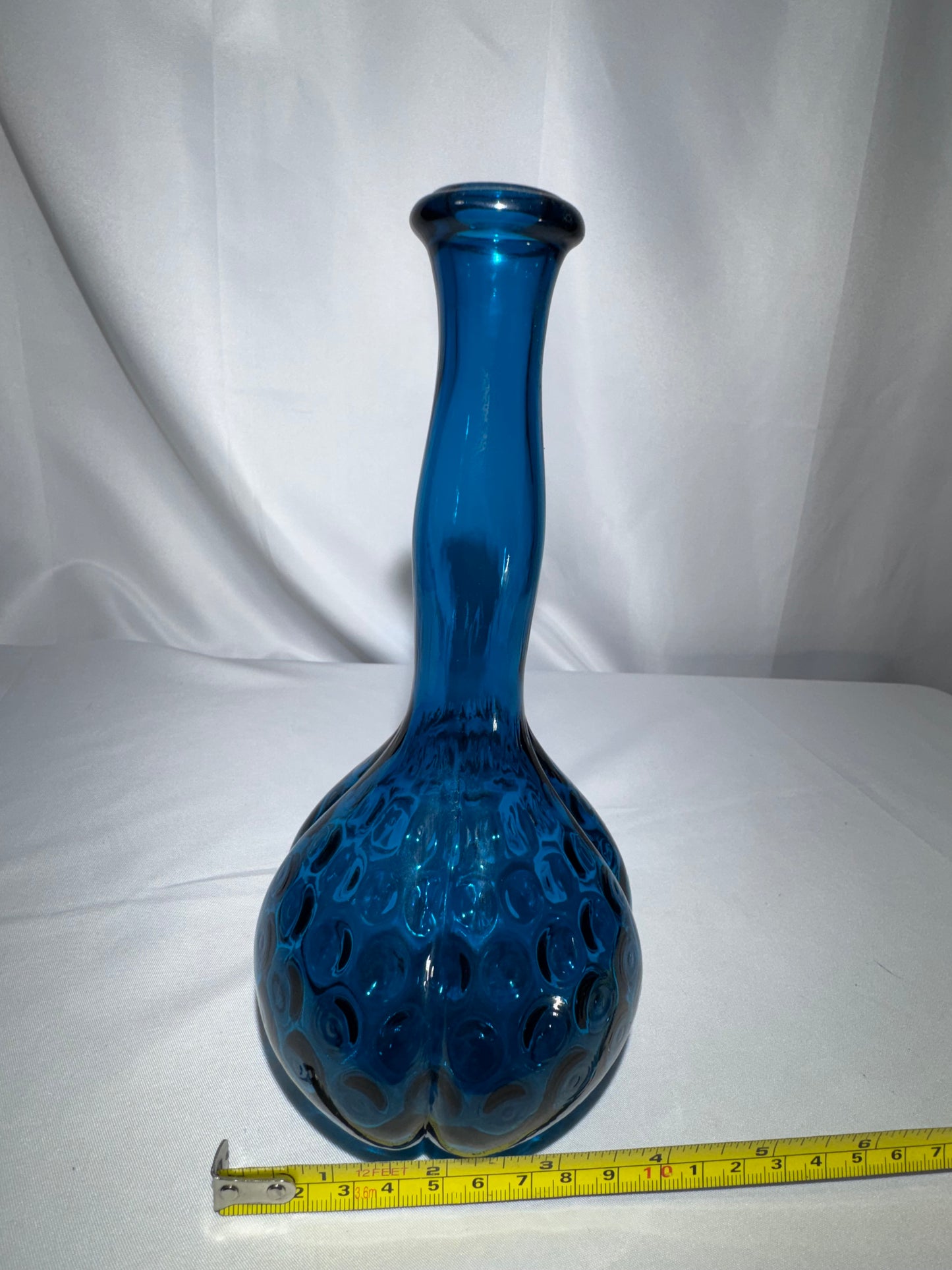 Vintage Mid-Century Jamestown Blue Glass Barber Bottle – Thumbprint / Coin-Dot Pattern