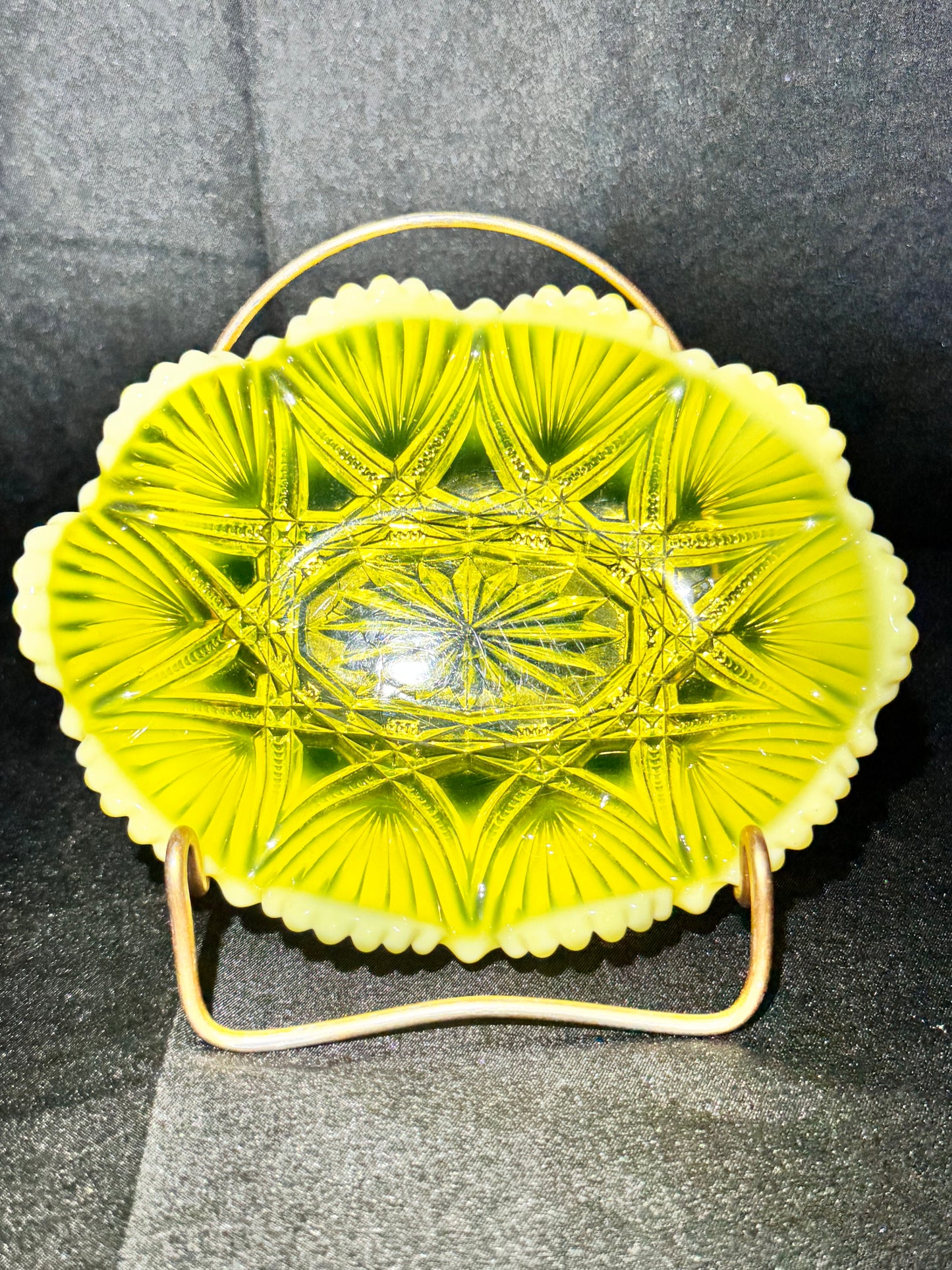 Uranium Davidson Primrose Pearline Glass 6”Bowl – EAPG