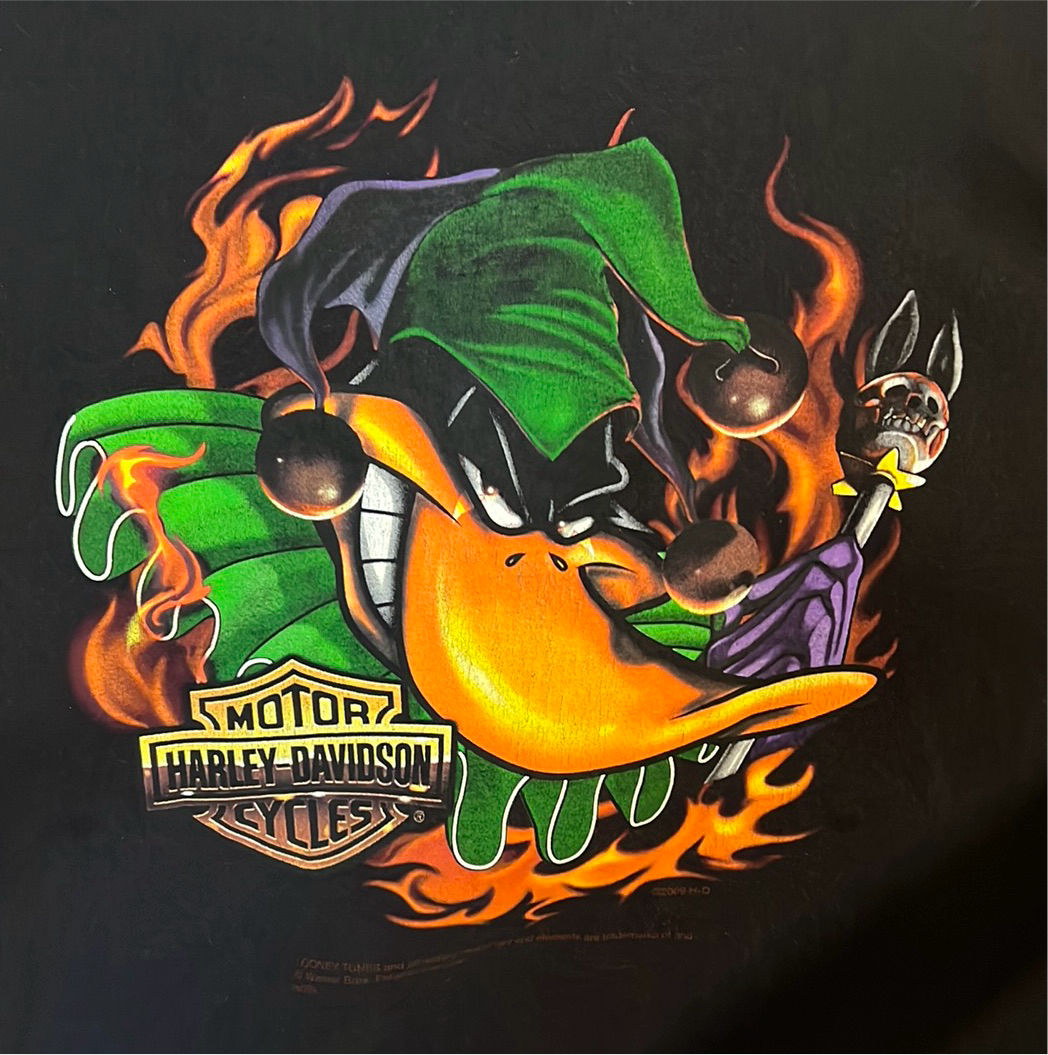 Daffy Duck jester Harley Davidson T-shirt ￼