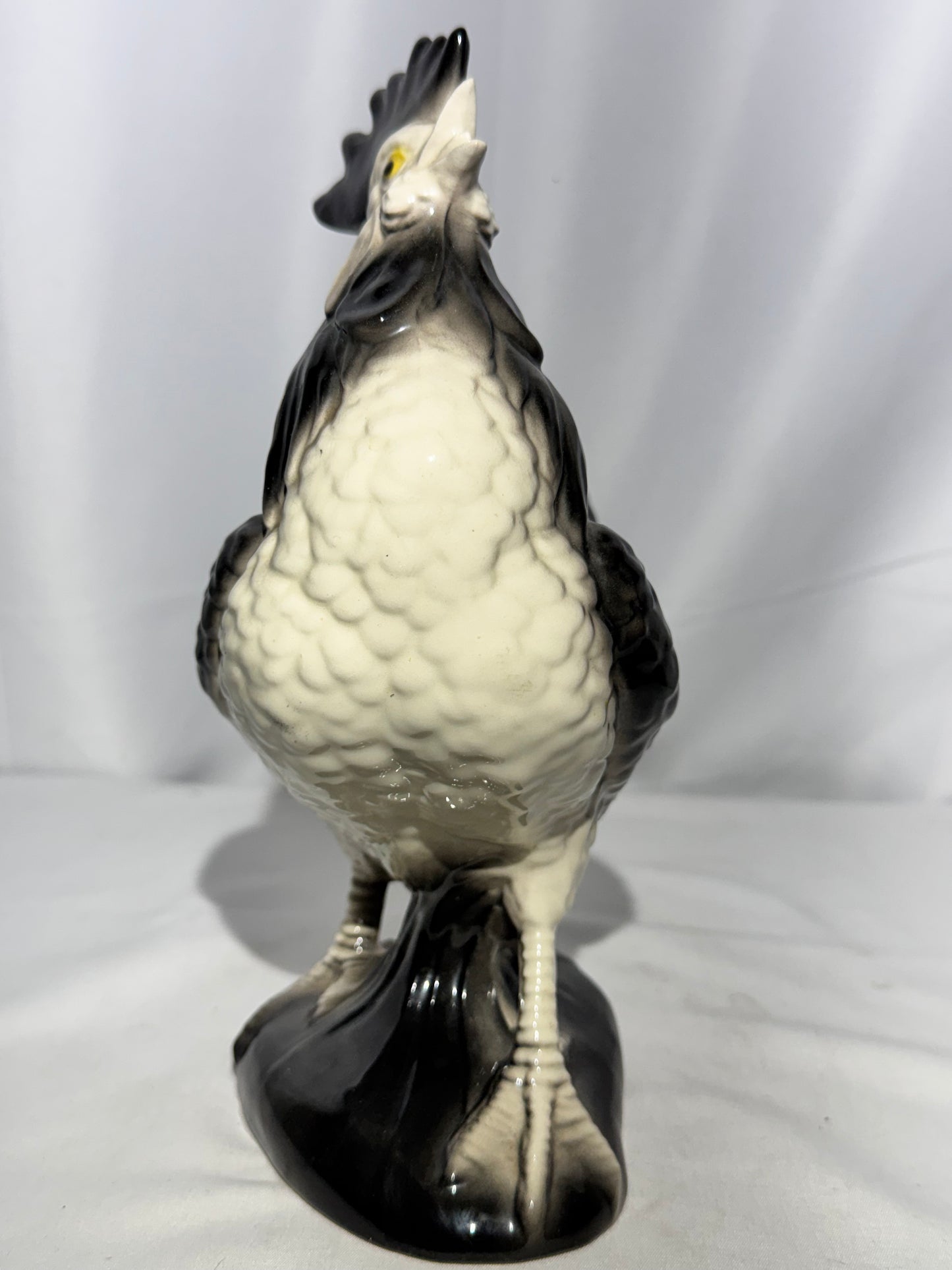 Black & White Polka Dot Rooster Ceramic Figurine – 9.5” Tall