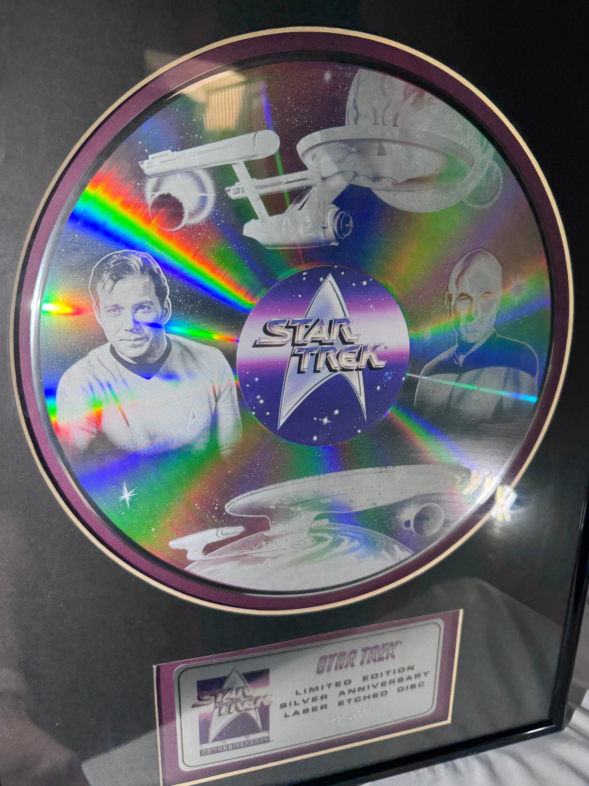 Star Trek Silver Anniversary Limited Edition Laser Etched Disc #399/5000 – Framed