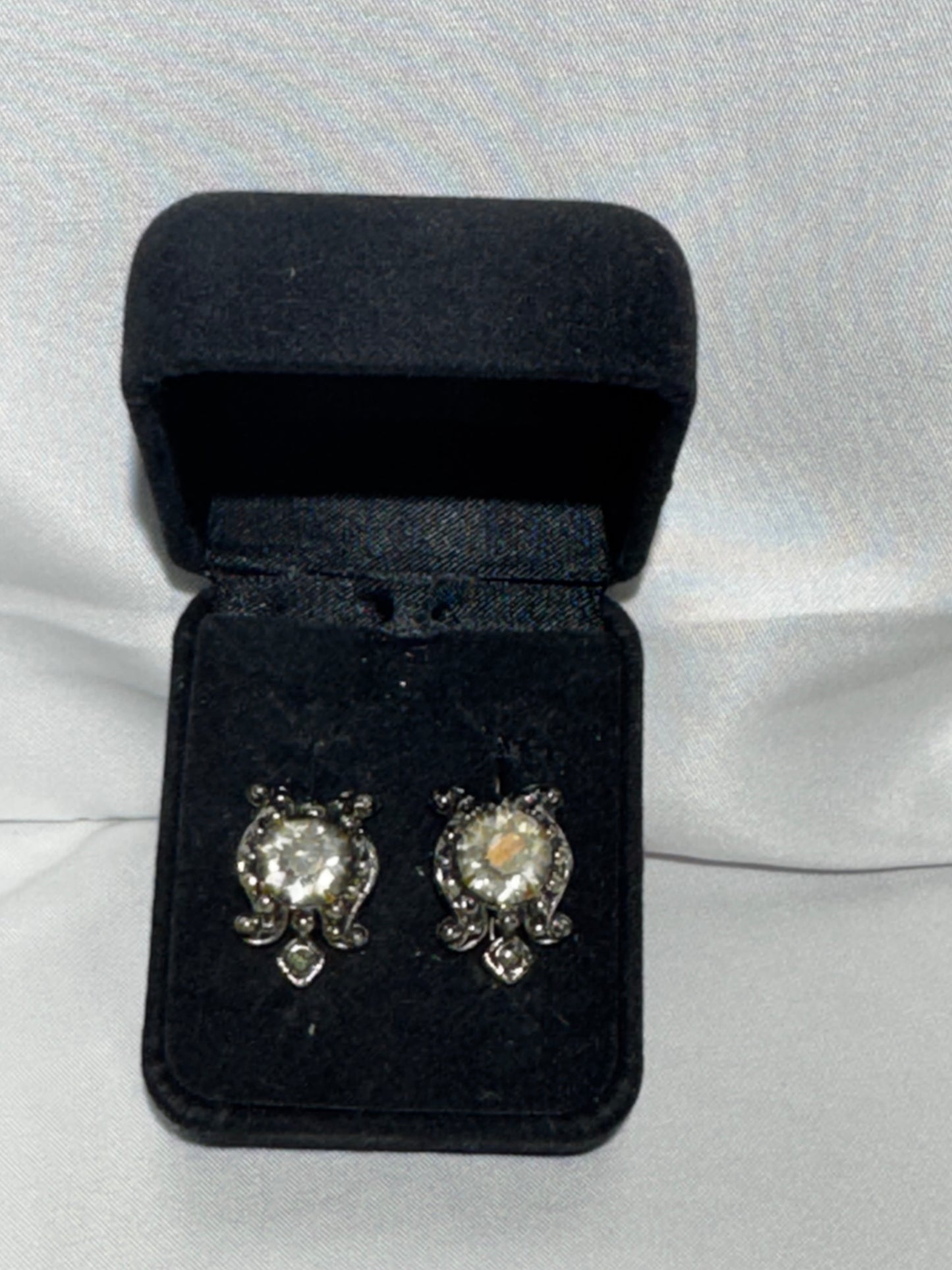 Antique Victorian Cufflinks Sleeve Buttons Lever Back Ornate Paste Stone