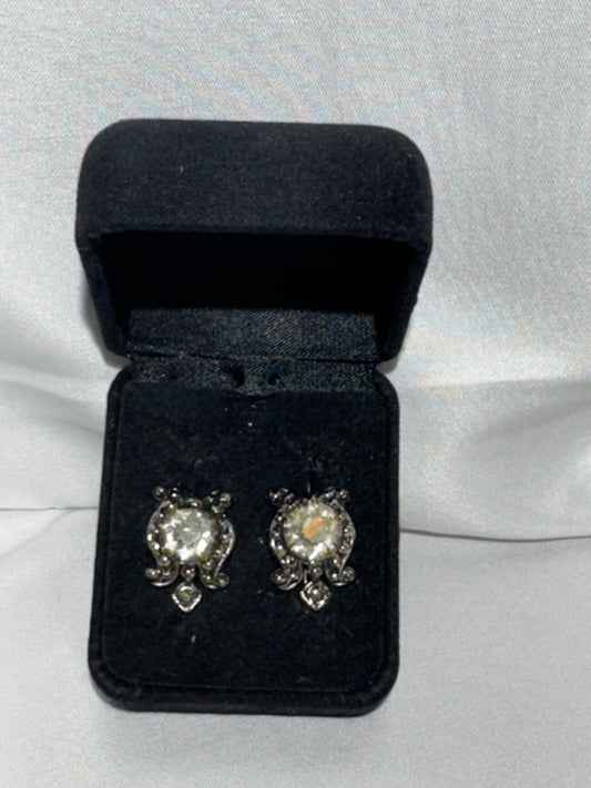 Antique Victorian Cufflinks Sleeve Buttons Lever Back Ornate Paste Stone