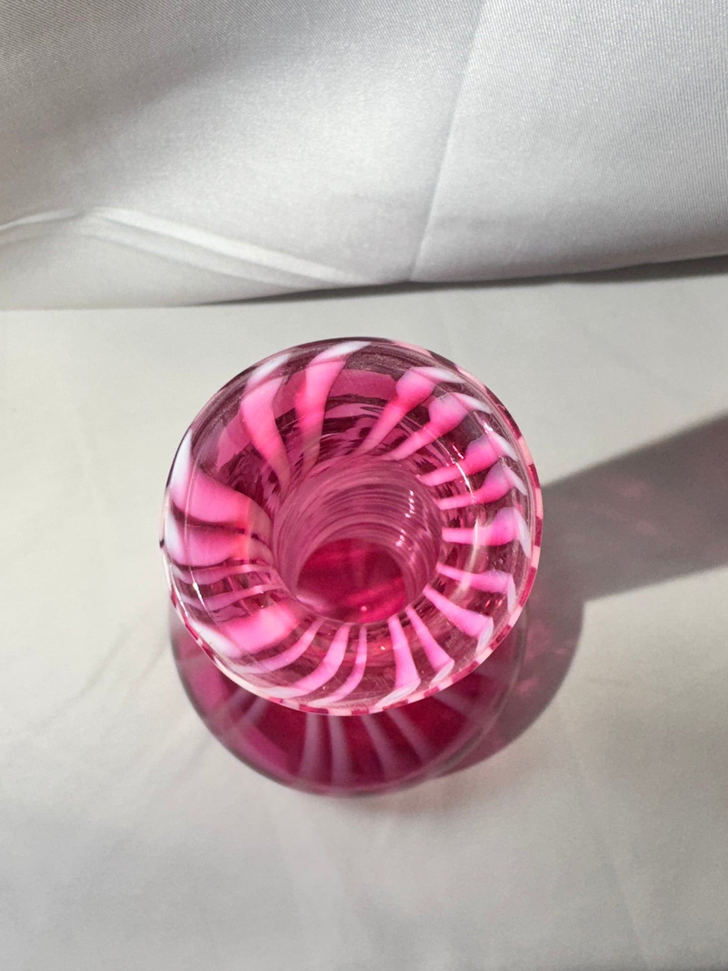 Vintage Cranberry Opalescent Barber Bottle – Spiral Optic Art Glass