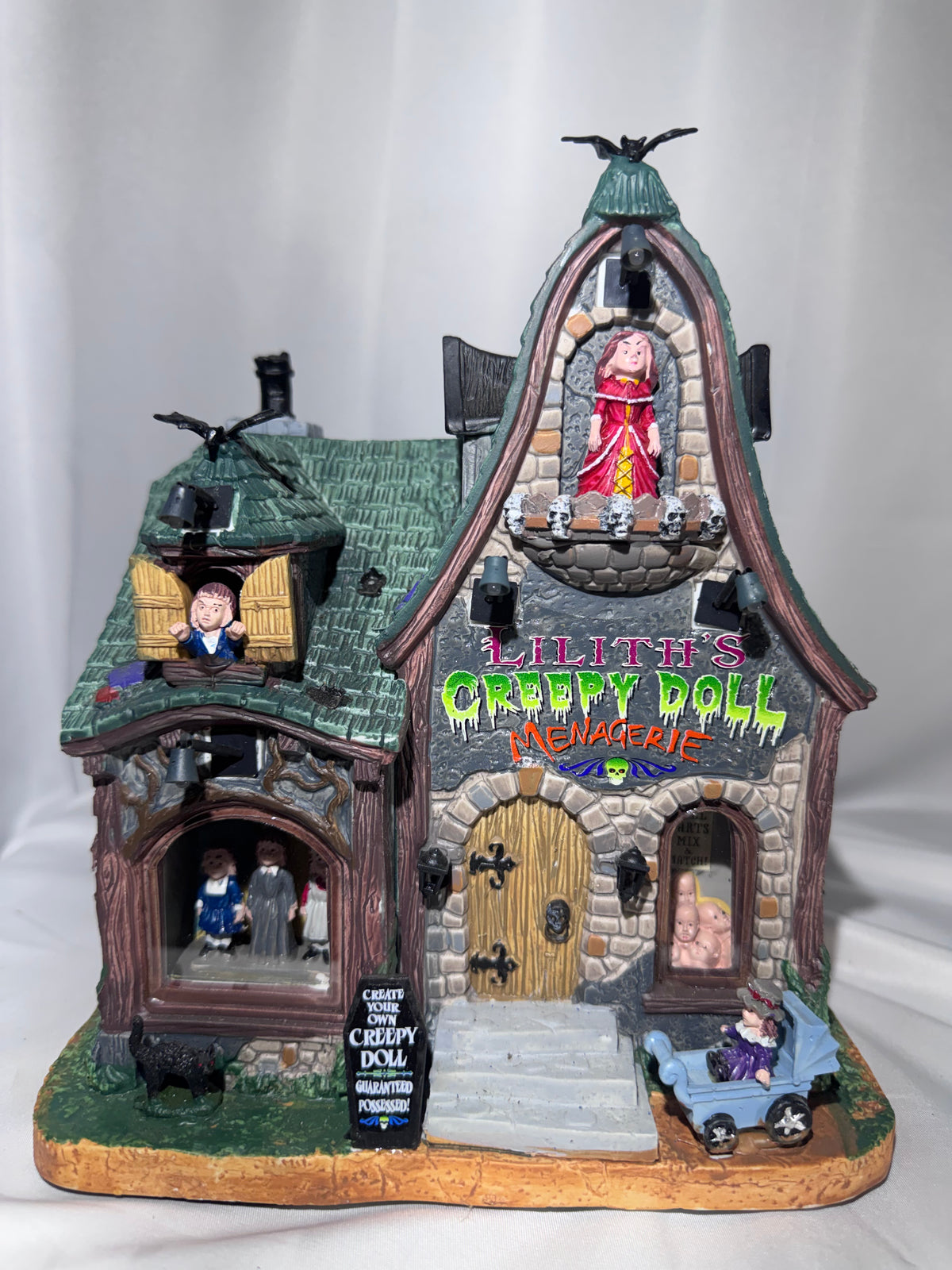 Lemax Spooky Town Creepy Doll Shop – SKU #65071 – Retired Halloween Village Building
