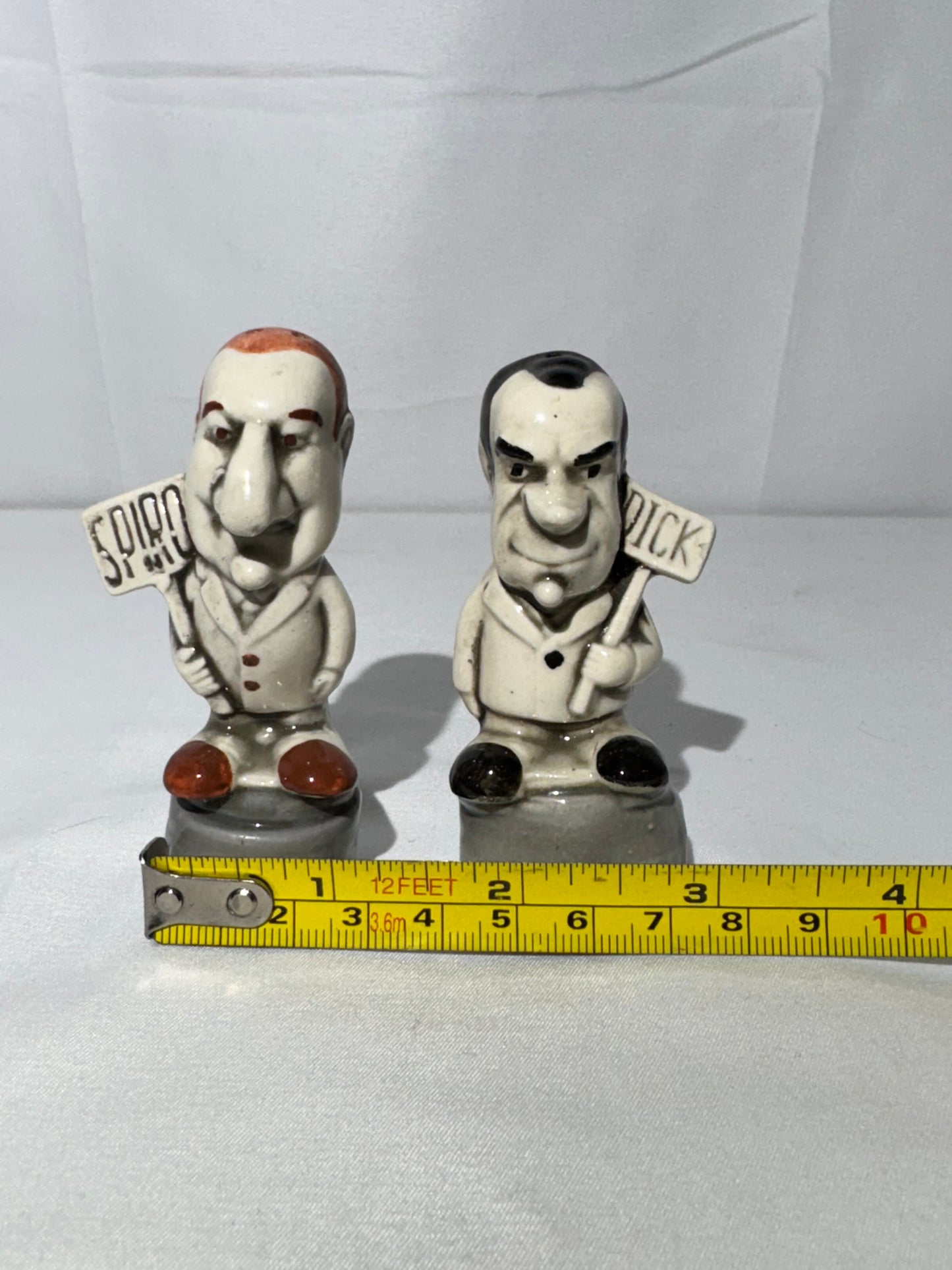 Vintage Lewis’s Psycho Ceramics Salt & Pepper Shakers – Richard Nixon & Spiro Agnew – 1960s – Rare Political Collectible