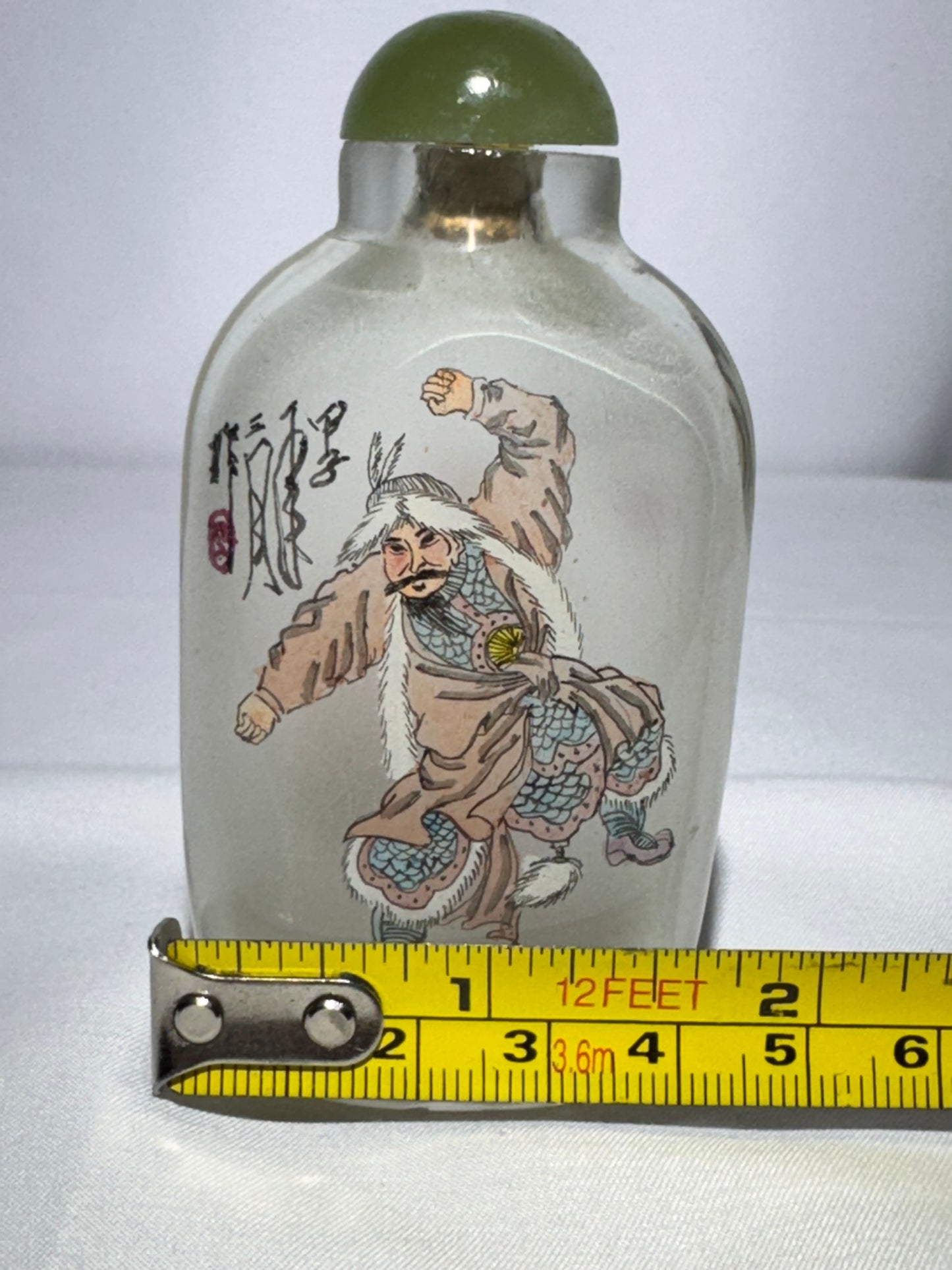 Chinese Inside-Painted Glass Snuff Bottle – Hand-Painted – Signed by Artist – Cork Stopper