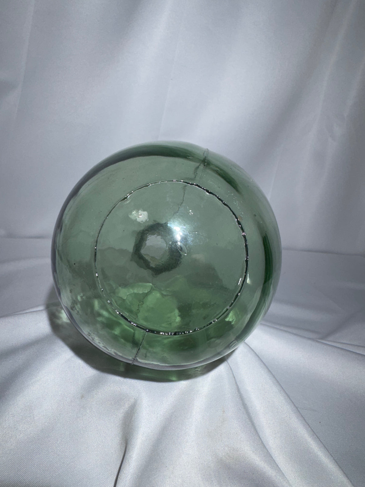 Vintage / Antique Blown Glass Witch Ball or Onion/Carboy Wine Bottle – Handblown Green Glass
