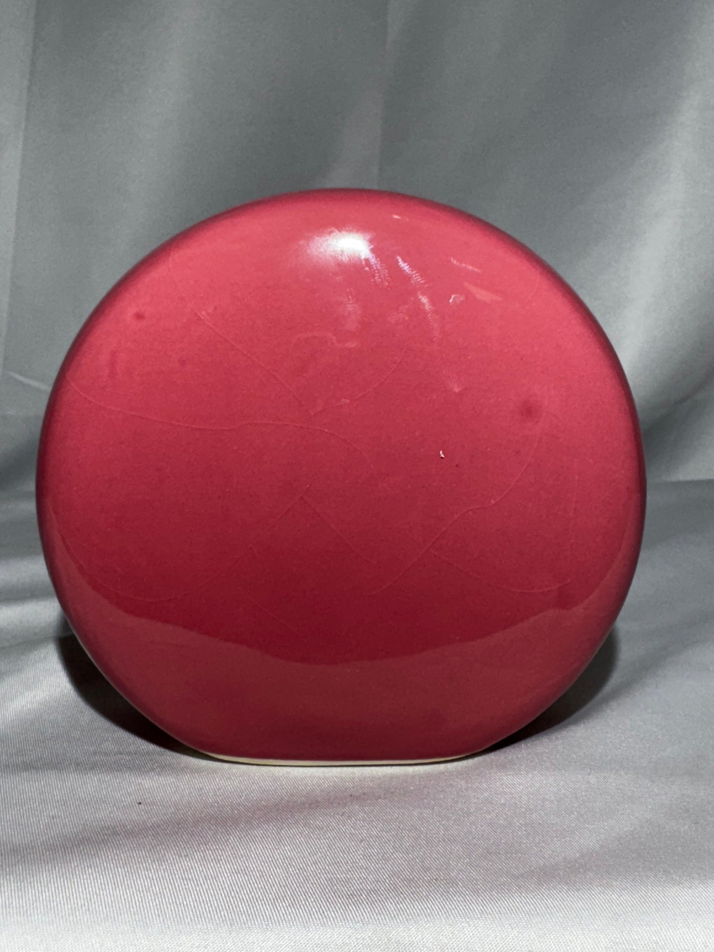 Vintage 1970s Pink Smiley Face Ceramic Coin Bank Piggy Bank w/ Stopper Retro 4.5”