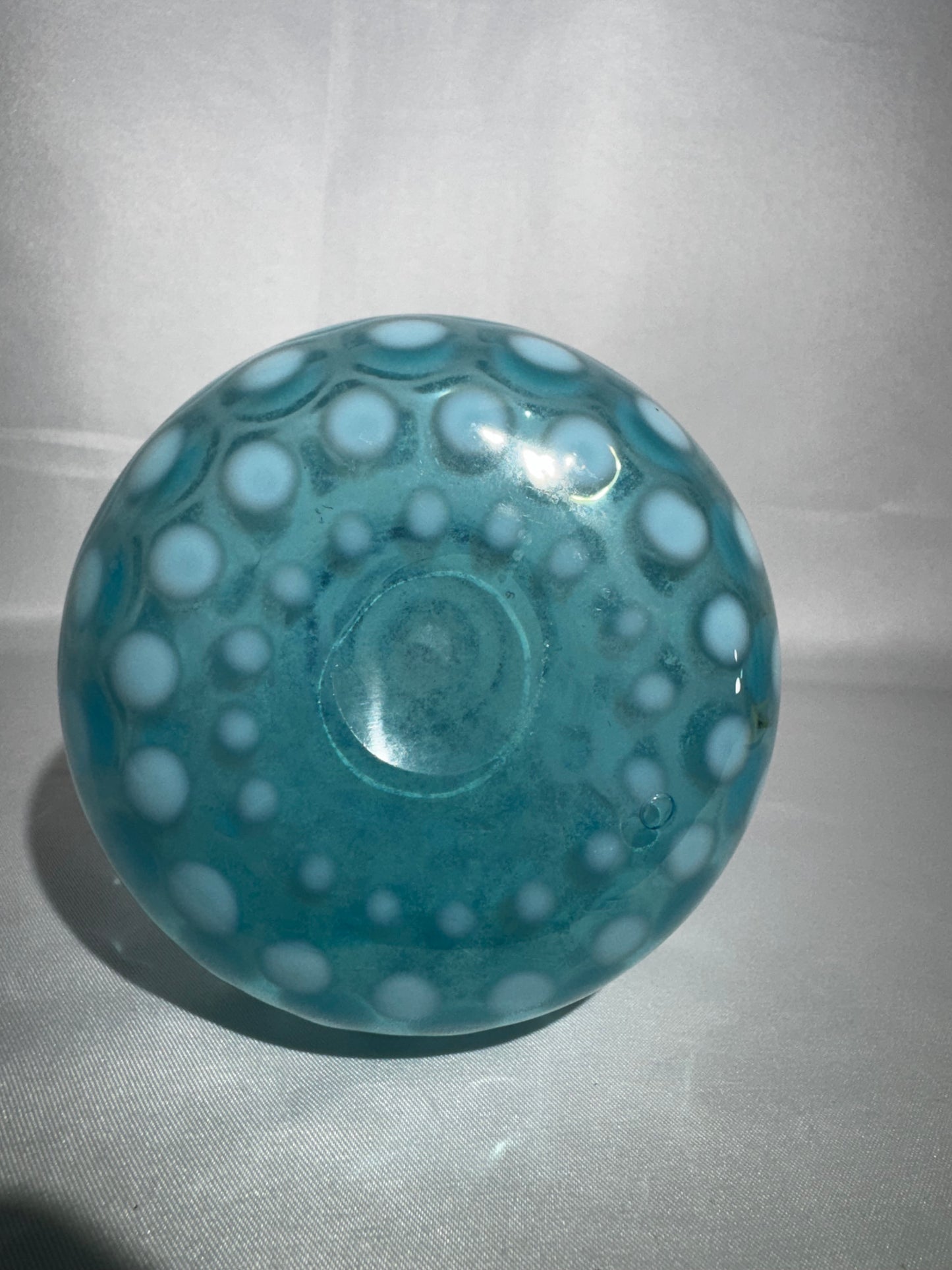 Antique Blue Opalescent Coin Spot Barber Bottle EAPG Glass 7.5”