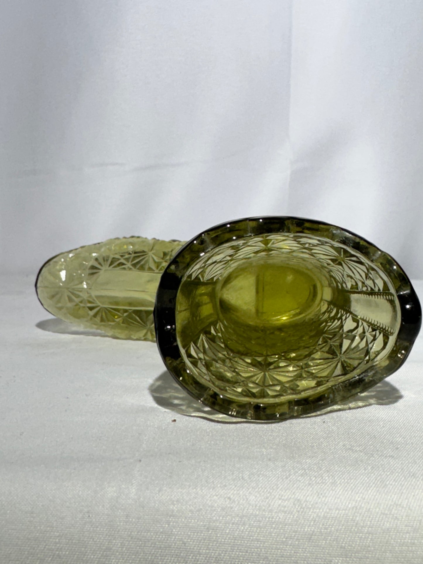 Fenton Art Glass Colonial Green Boot Toothpick Holder – Daisy & Button Pattern (1970s)