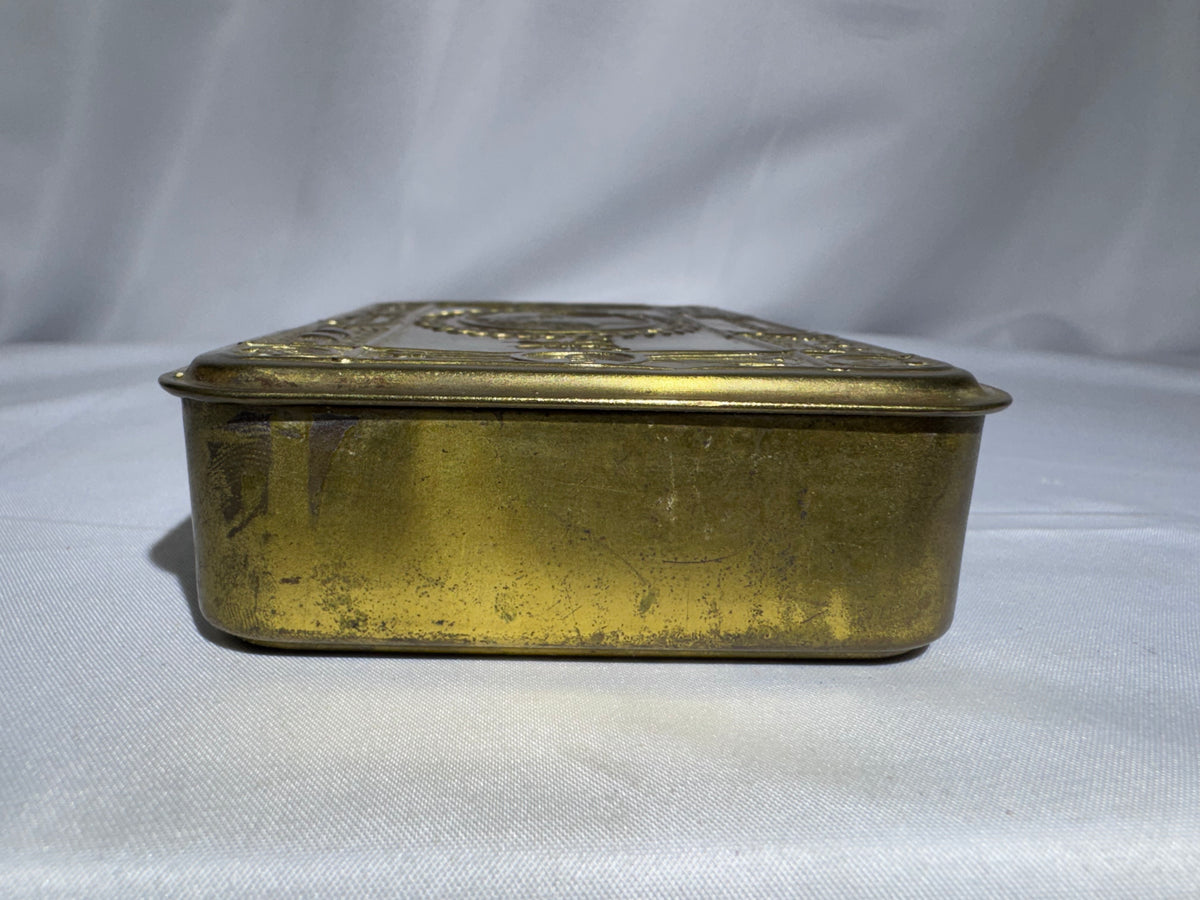 Original WWI 1914 Princess Mary Christmas Gift Tin – Embossed Brass – British Empire- empty