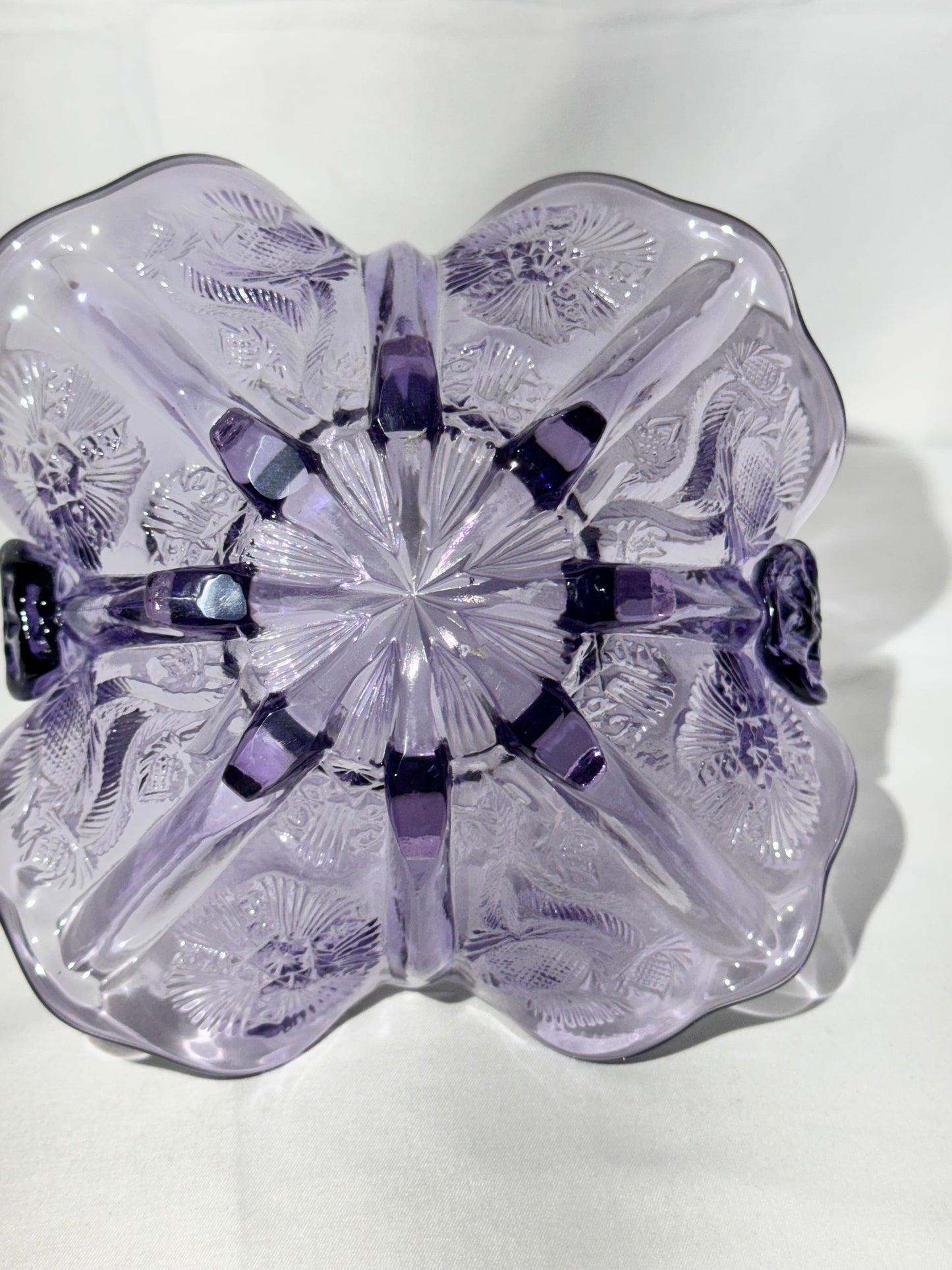 Fenton Glass Basket – Thistle Pattern – Approx. 6 ½” Tall – Original Fenton Sticker