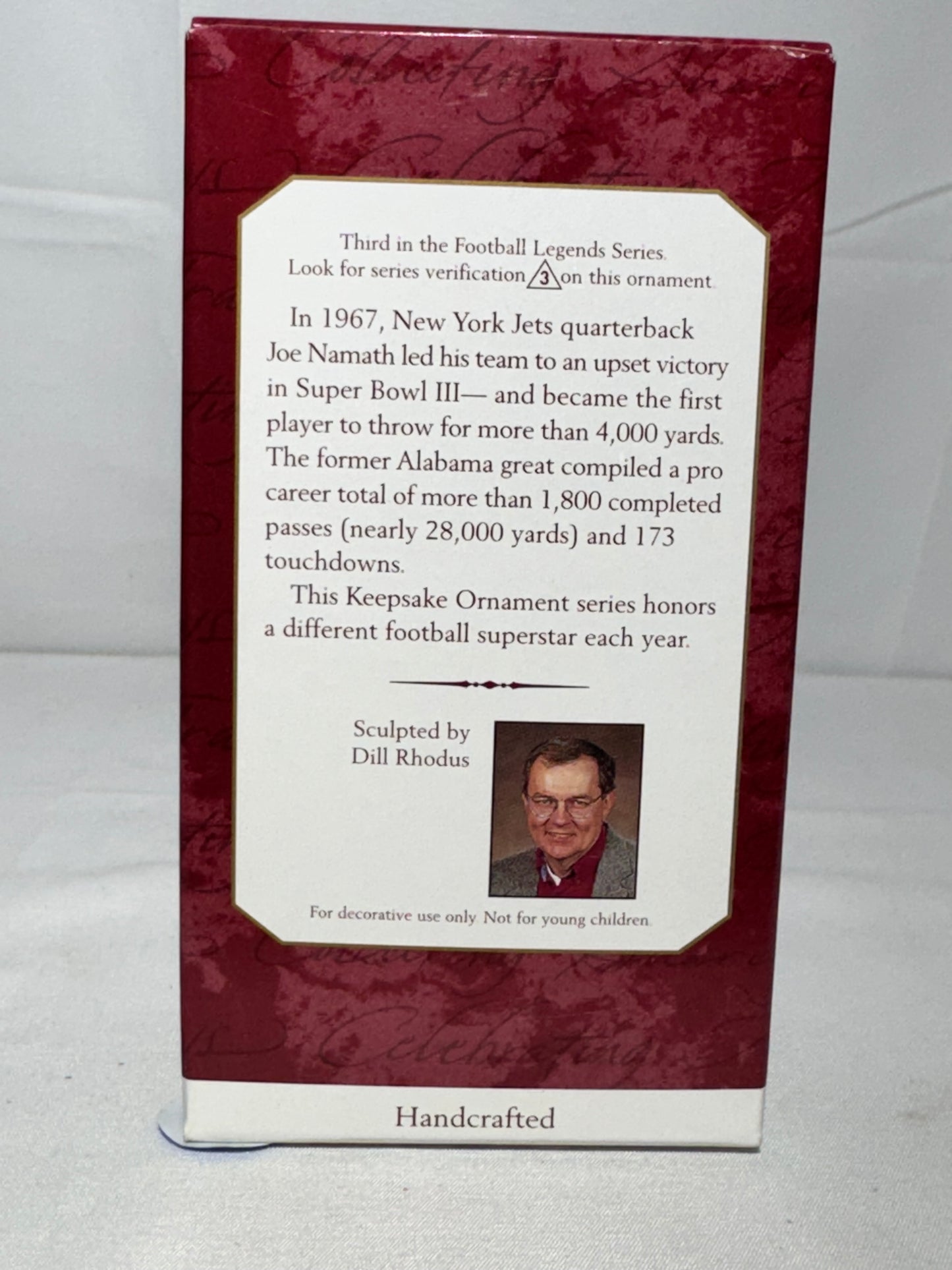 Joe Namath Keepsake Ornament New York Jets Quarterback -Trading Card